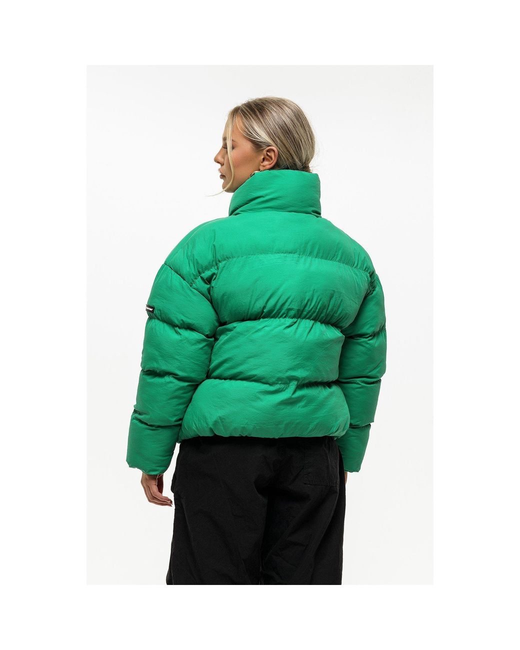 Good For Nothing Green Oversized Funnel Neck Puffer Jacket