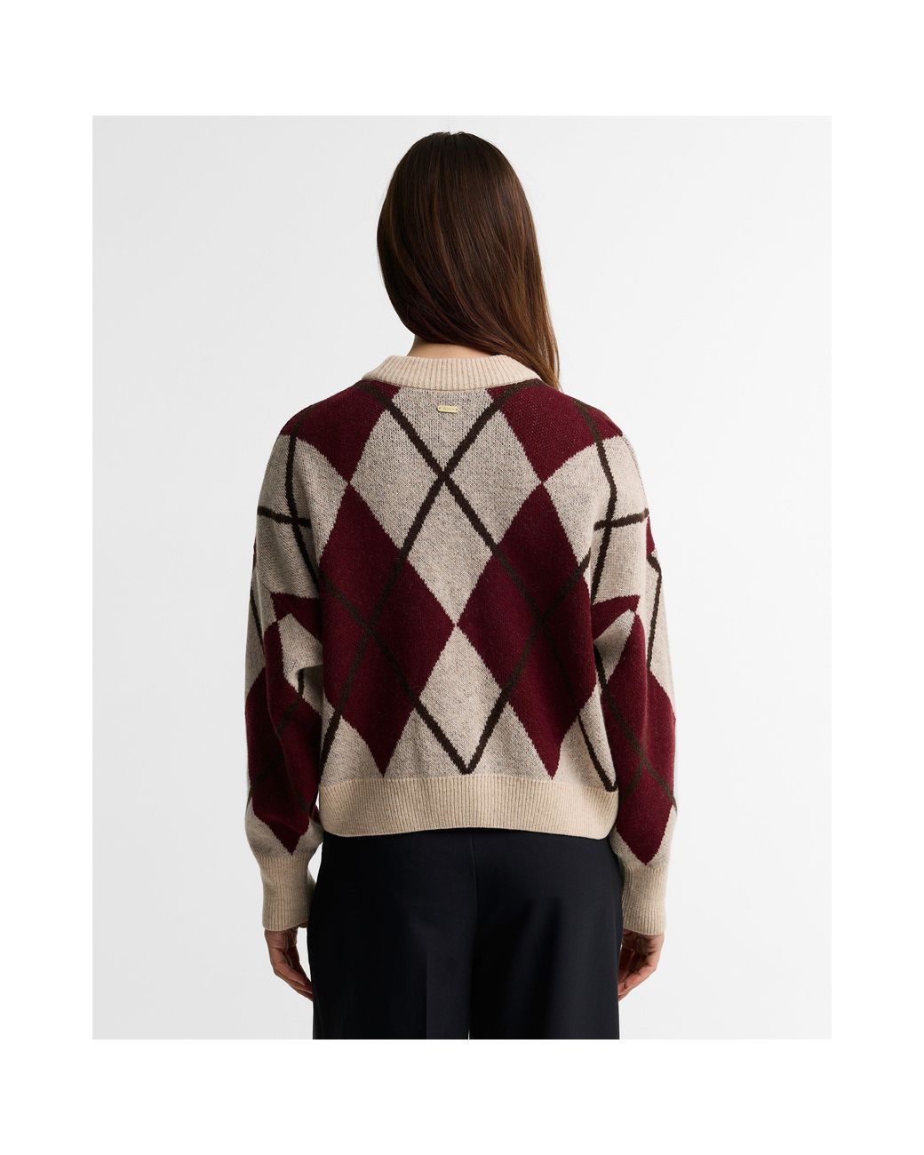 Barbour Purple Harleigh Modern Heritage Wool Oversized-Fit Cardigan