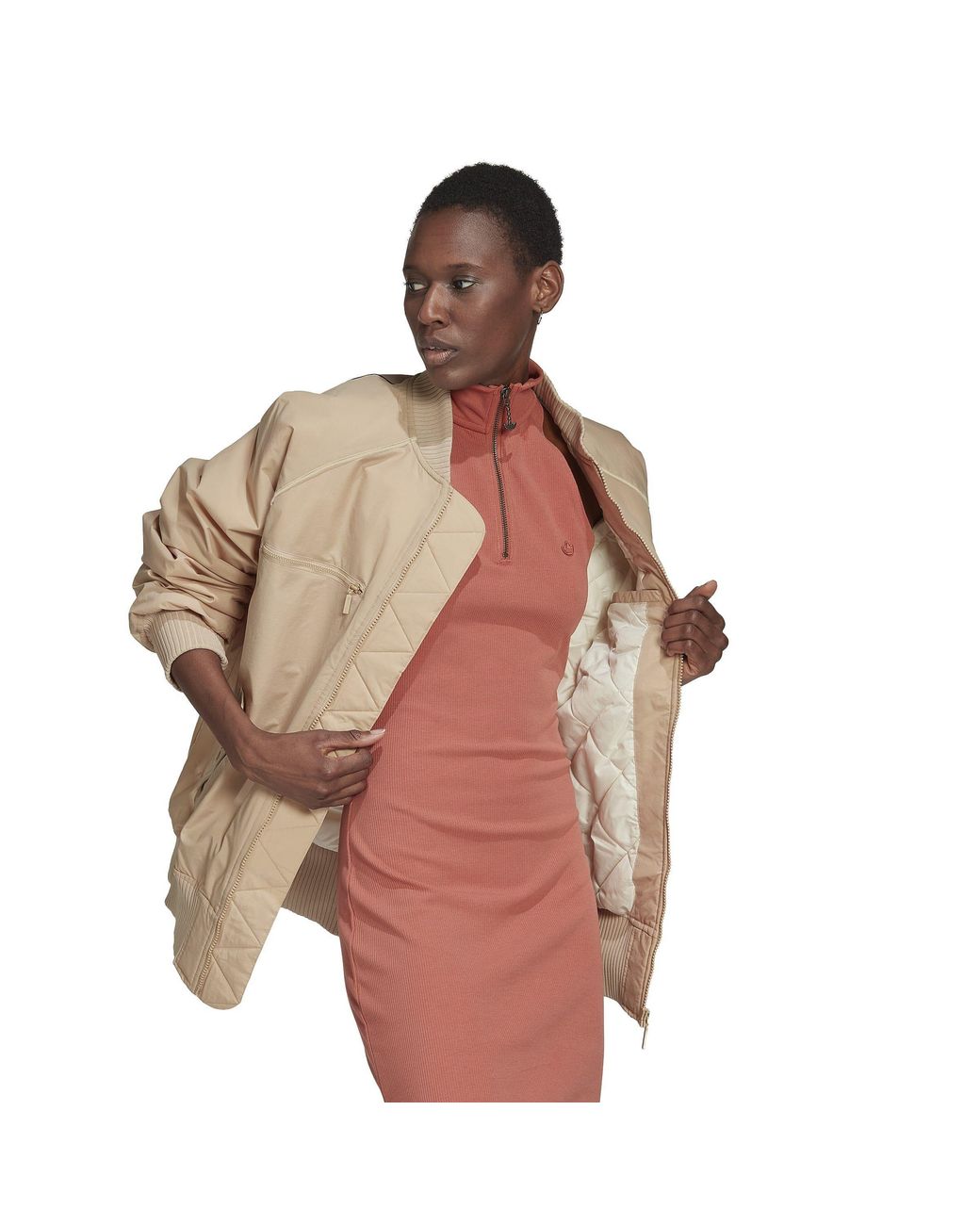 Adidas Originals Natural Long Sleeve Zip Bomber Jacket