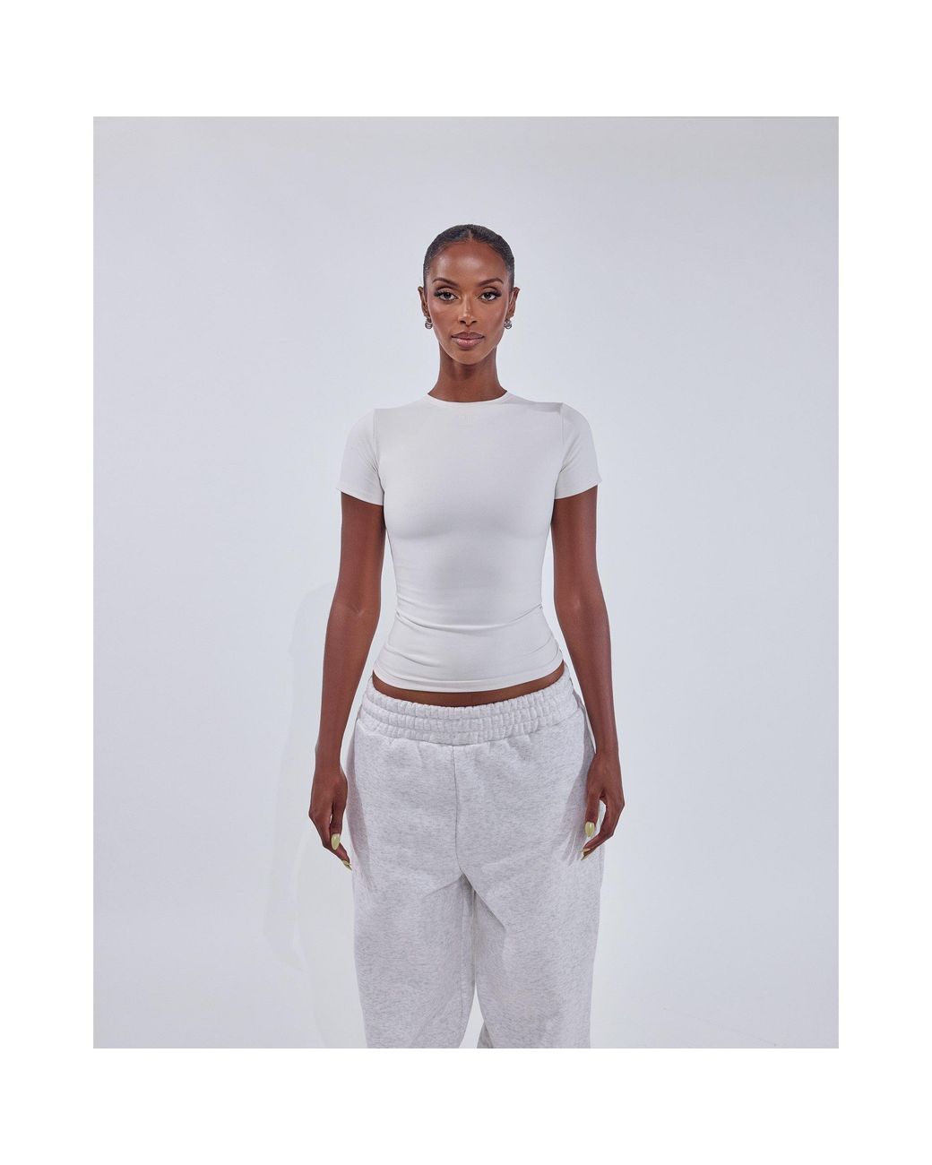 Mars the Label White Sculpt Short Sleeve Top