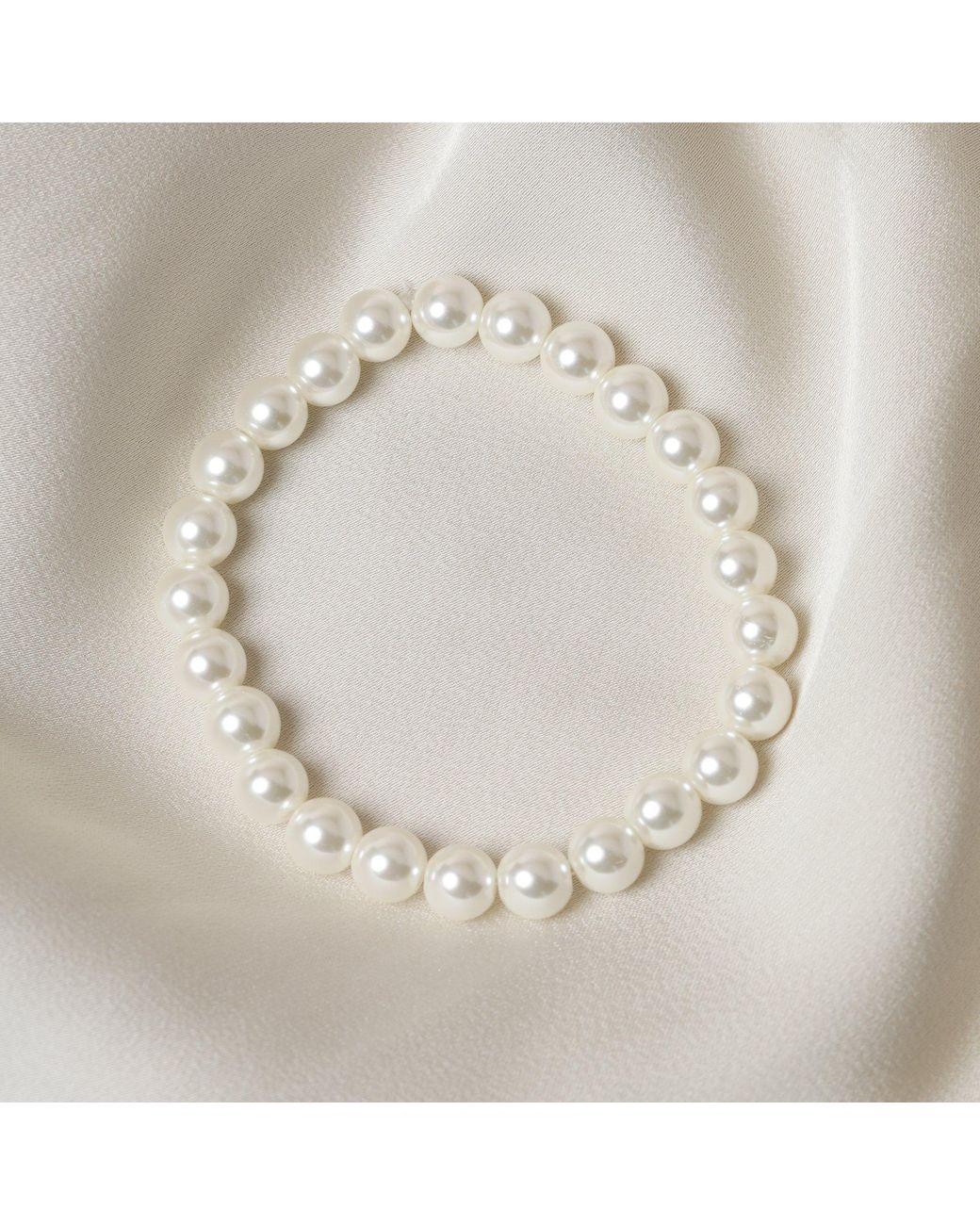 Jon Richard White Single Row Pearl Stretch Bracelet
