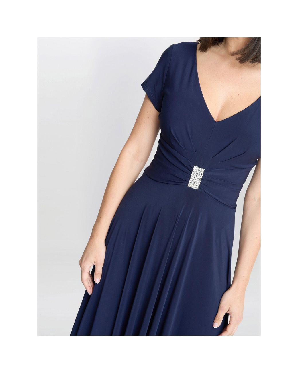 Gina Bacconi Blue Elsa Jersey Cocktail Dress