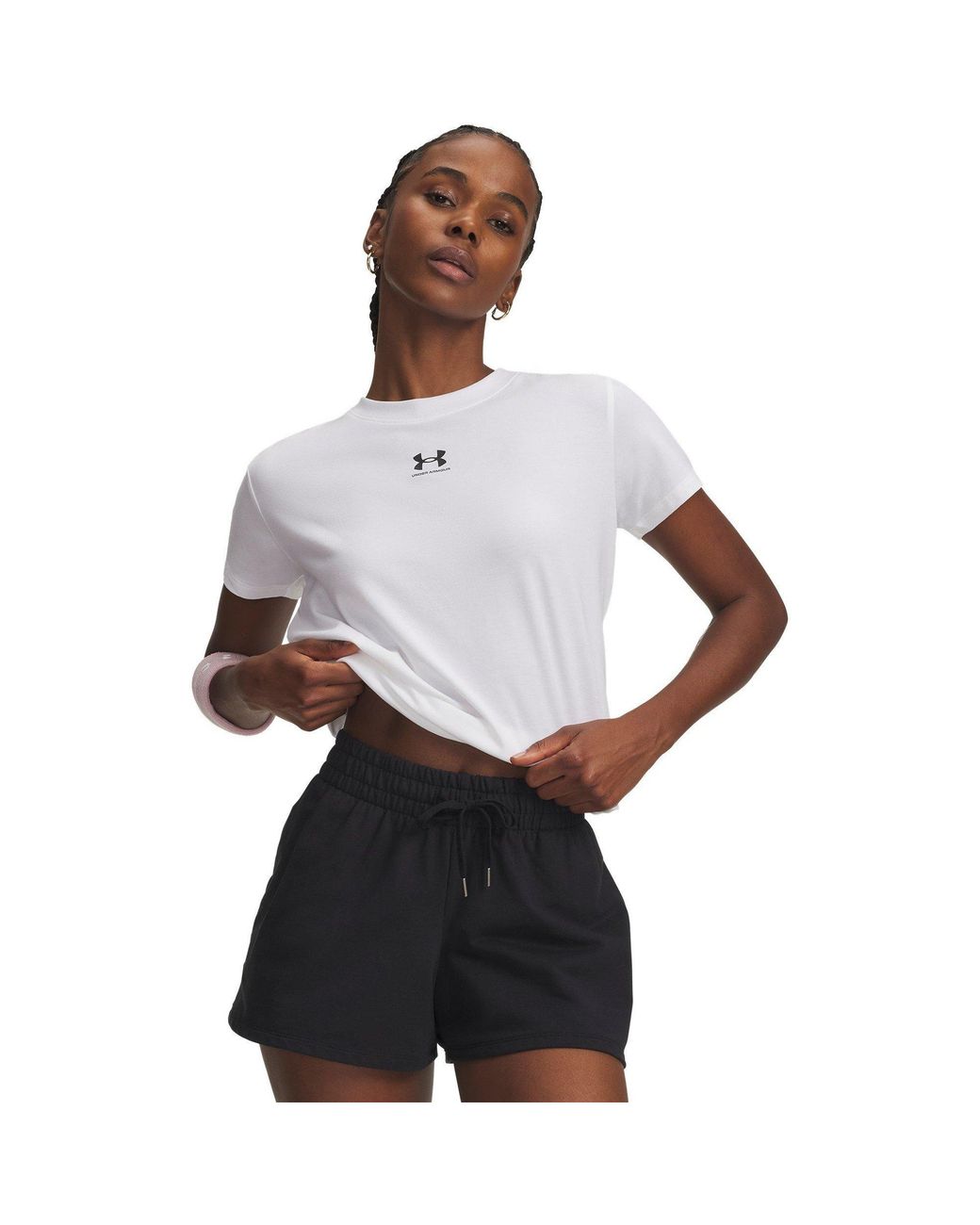 Under Armour White Rival Core Short Sleeve Luxe