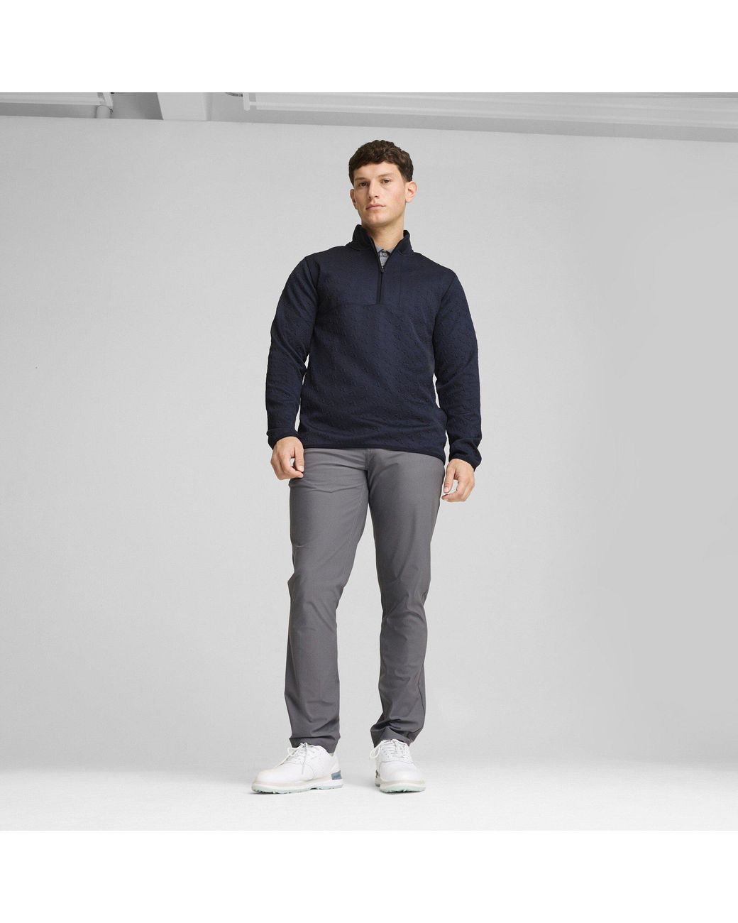 PUMA Blue Jac 1/4 Zip Long Sleeve Performance Polo Shirt for men
