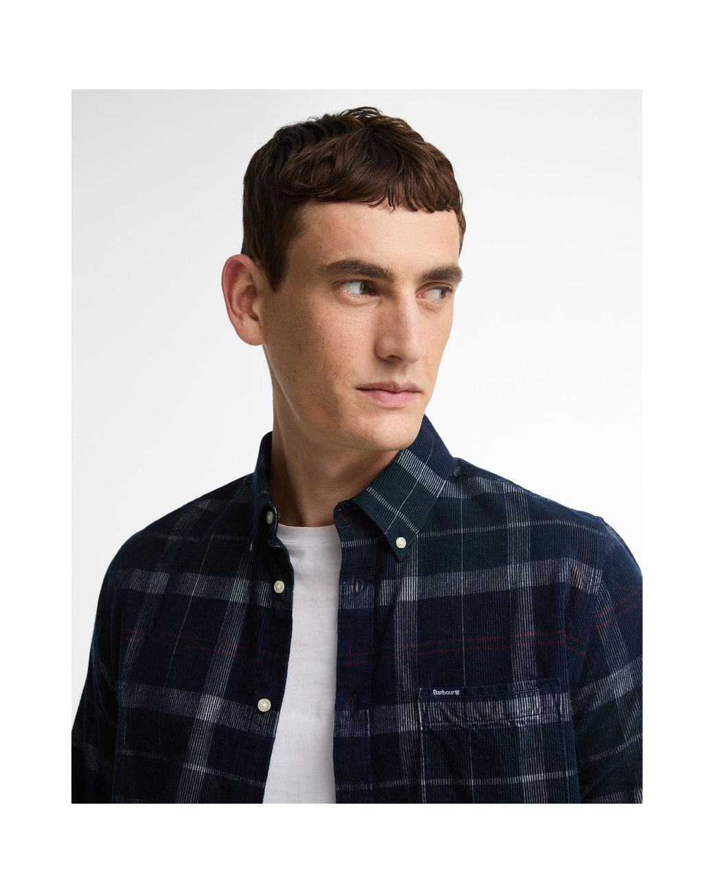 Barbour Blue Blair Tartan Cotton Long-Sleeve Tailored-Fit Corduroy Shirt for men