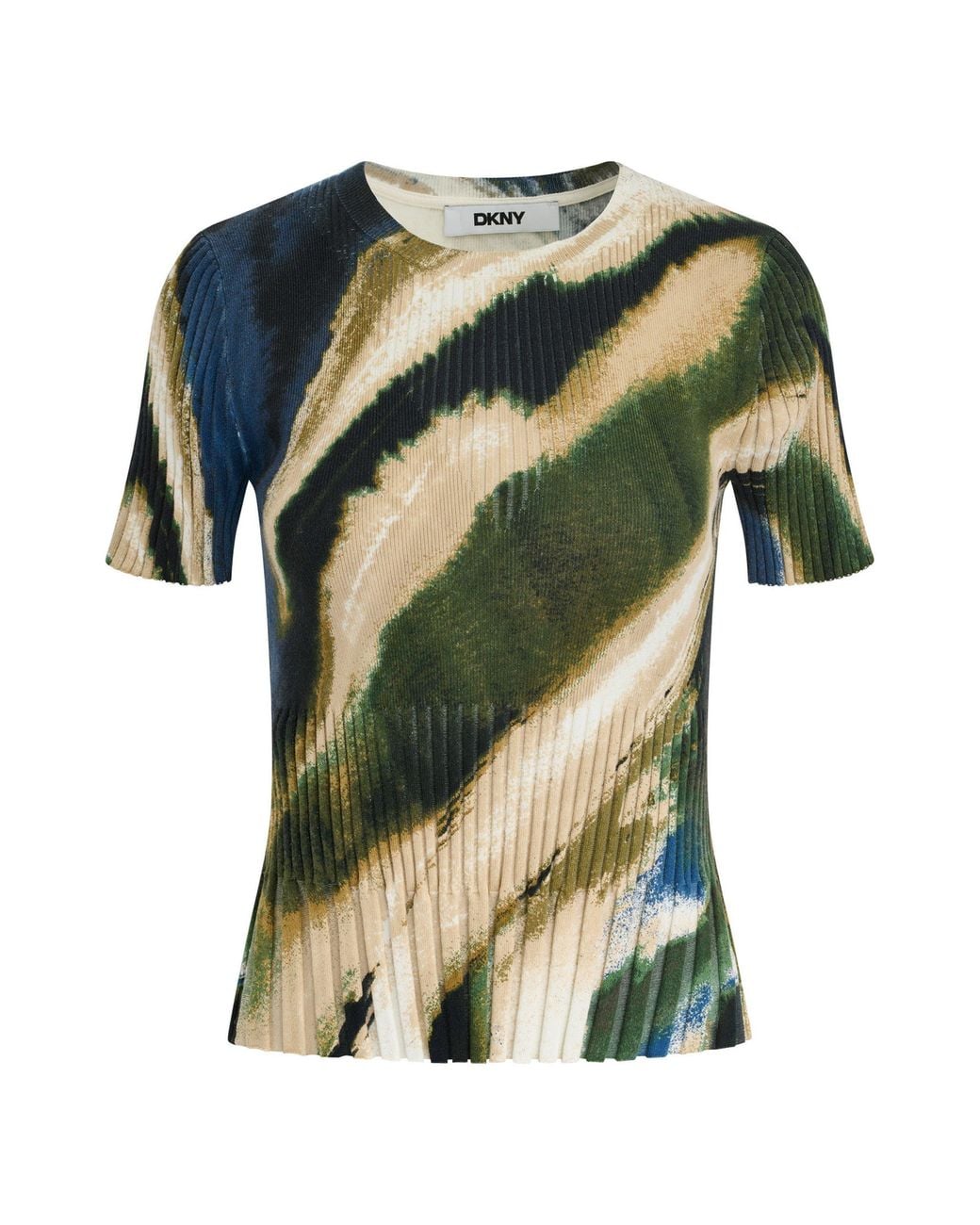 DKNY Green Printed Mix Rib Crew-Neck Short-Sleeve Slim-Fit Baby T-Shirt