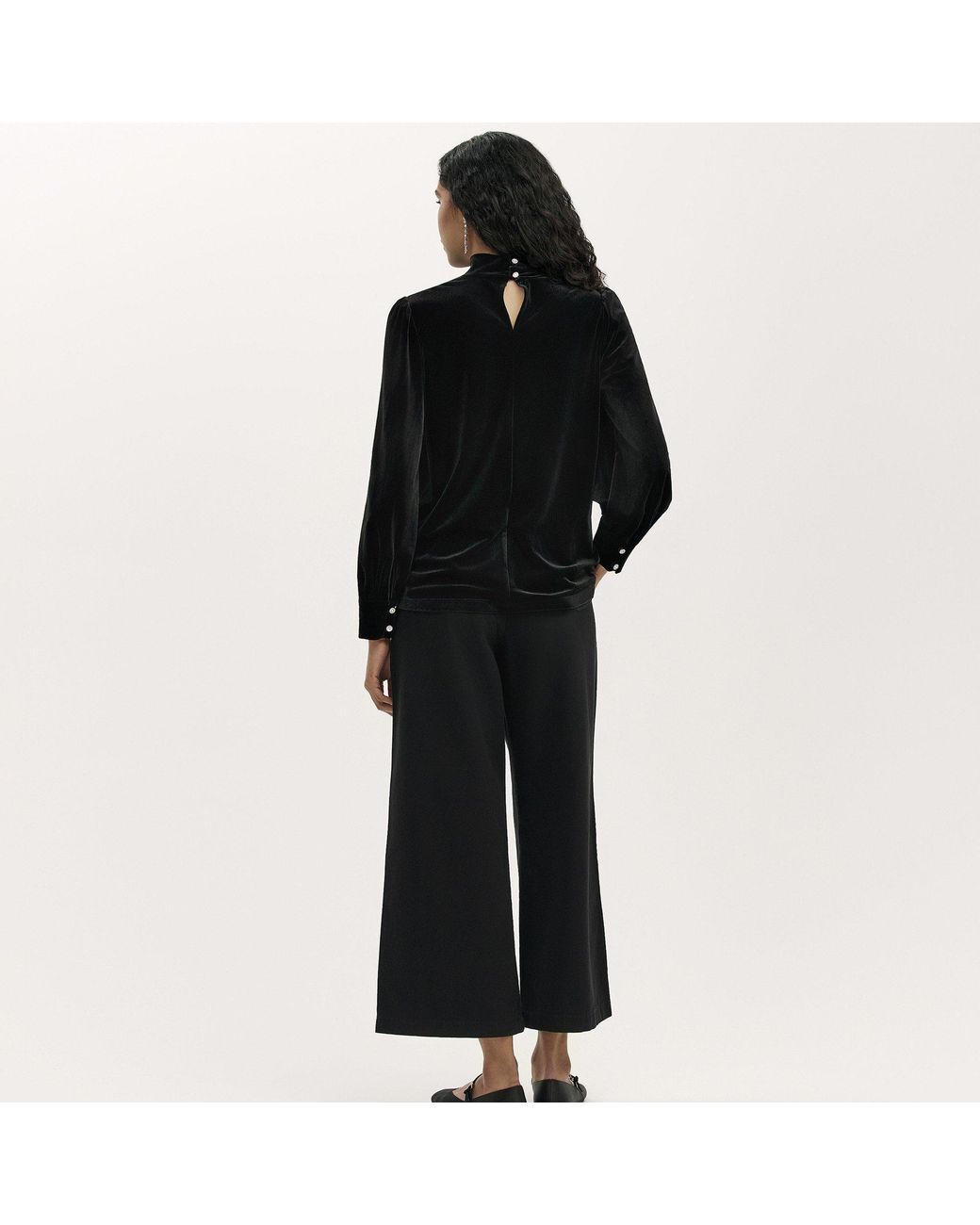 Finery London Black Clementine Long-Sleeve Plain Shirt