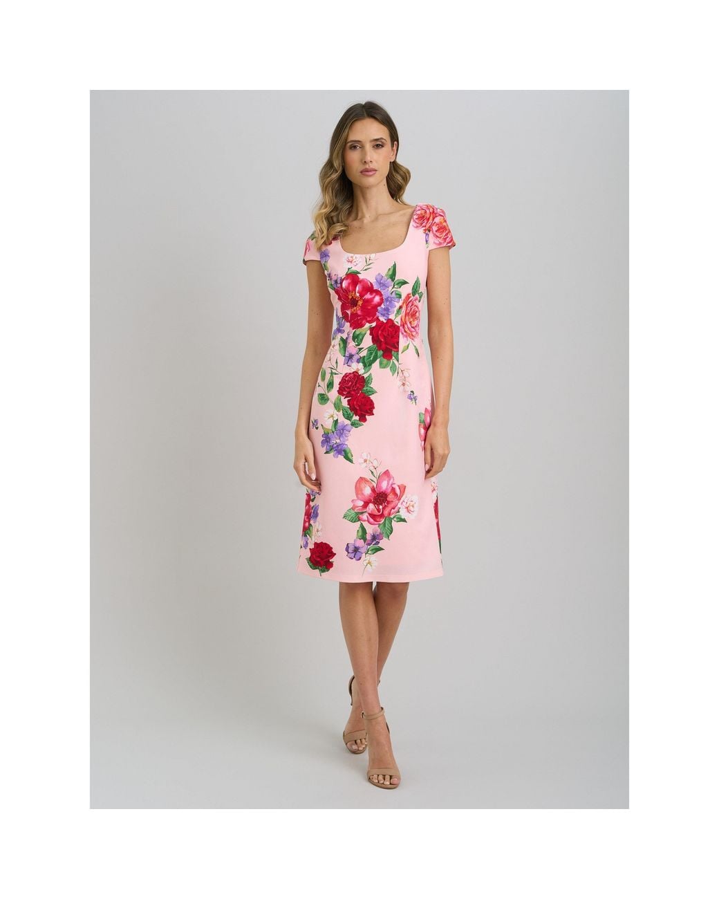 Gina Bacconi Red Rayna Floral Sheath Dress
