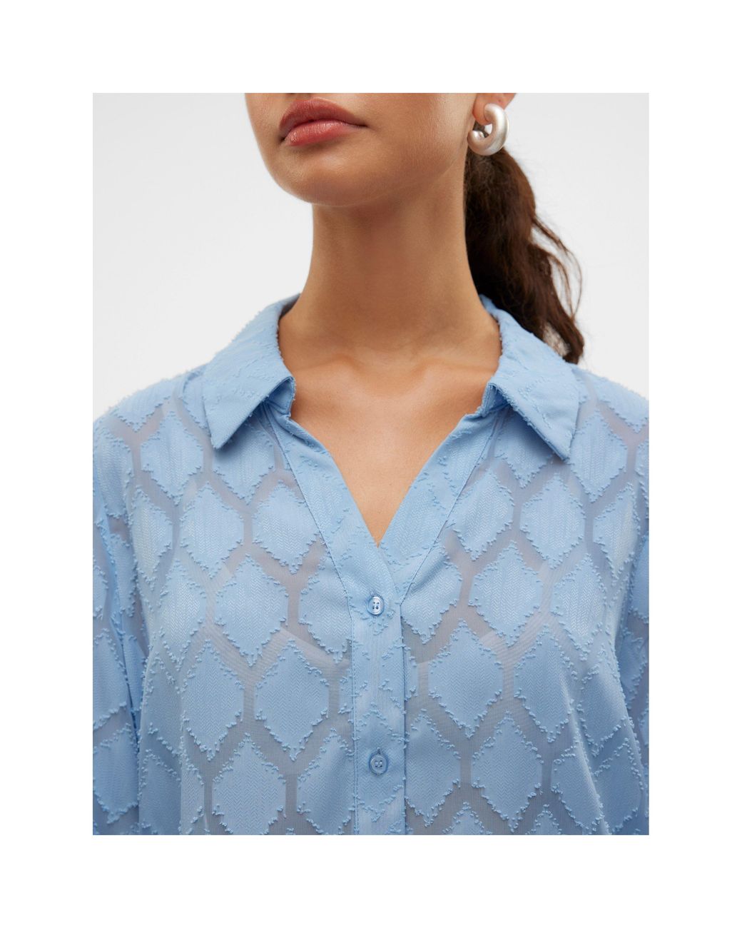 Vero Moda Blue Mayla Long-Sleeve Blouse