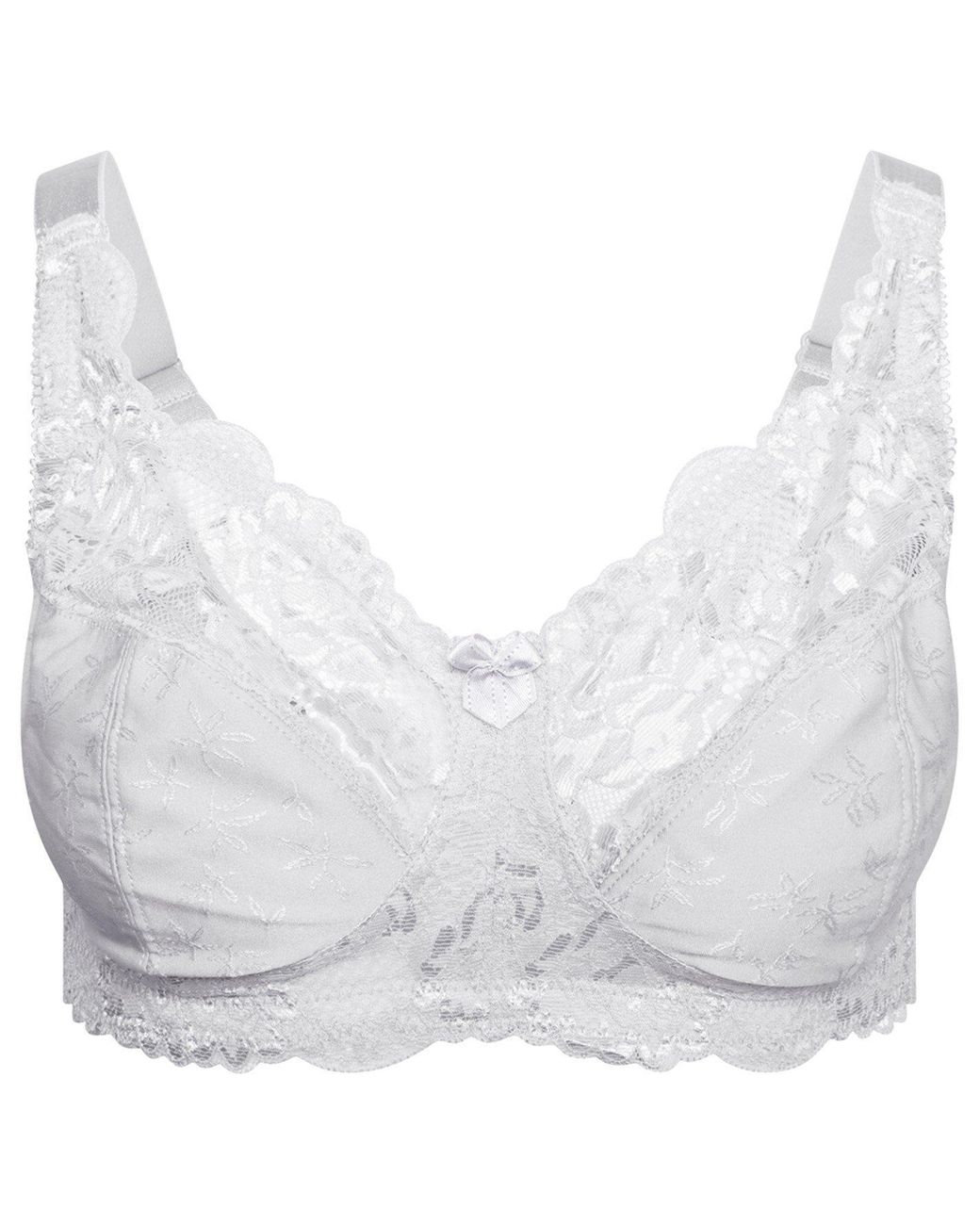 Valbonne White Non-wired Lace Full Support Full Cup Bra 36-46 D-h