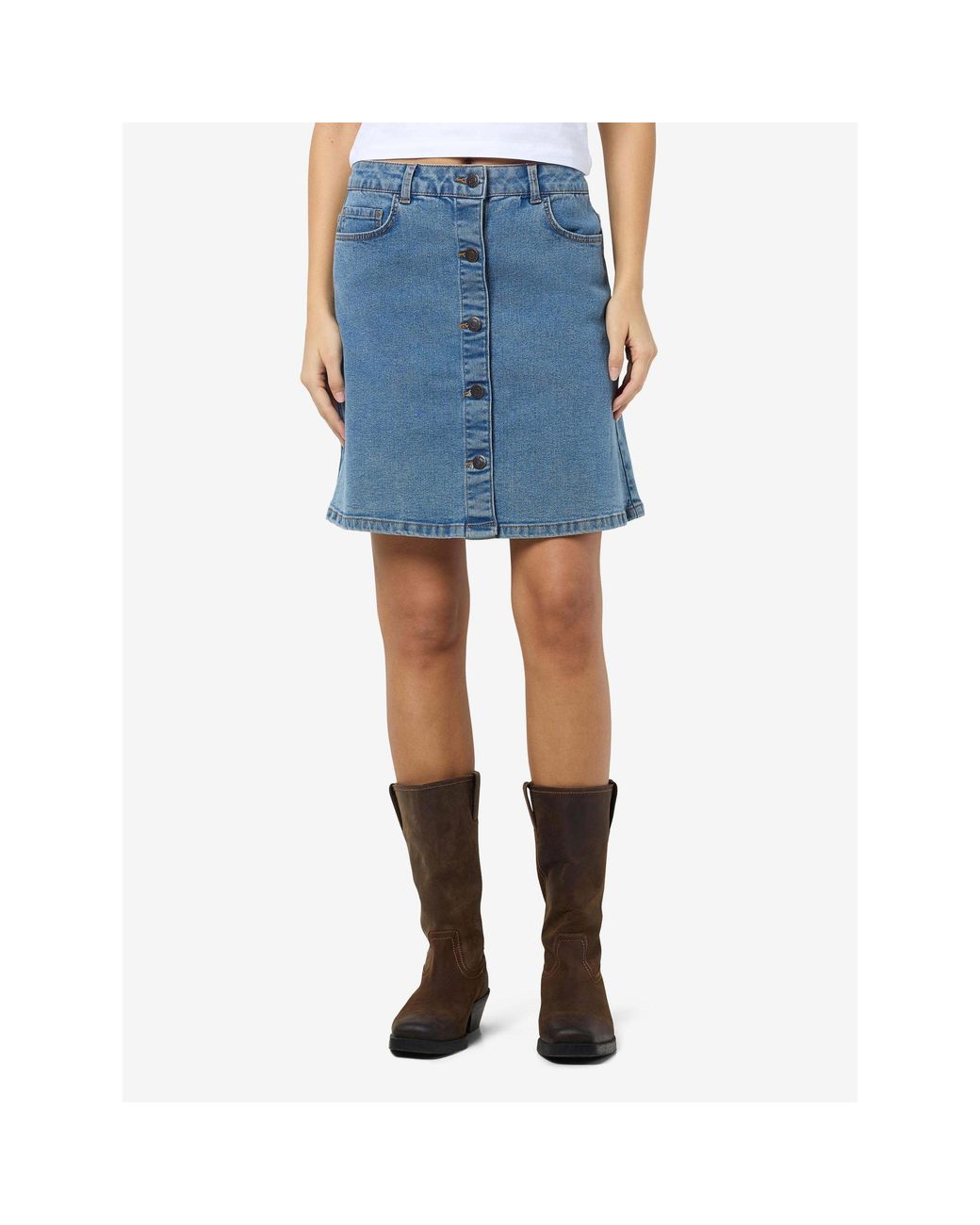 Noisy May Blue A-Line Denim Skirt