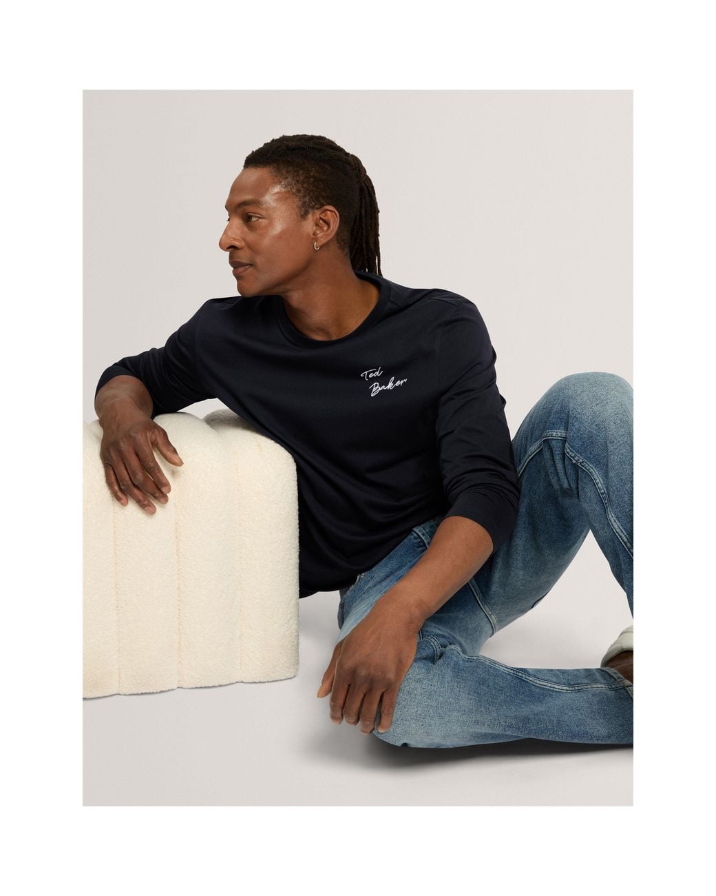 Ted Baker Blue Ted Ls Branded Tee Sn71 for men