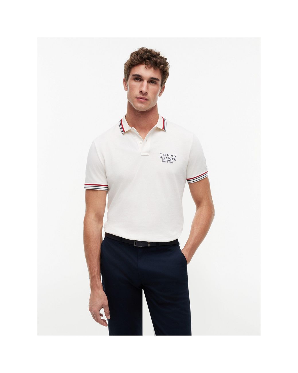 Tommy Hilfiger White Short Sleeve Polo Shirt for men