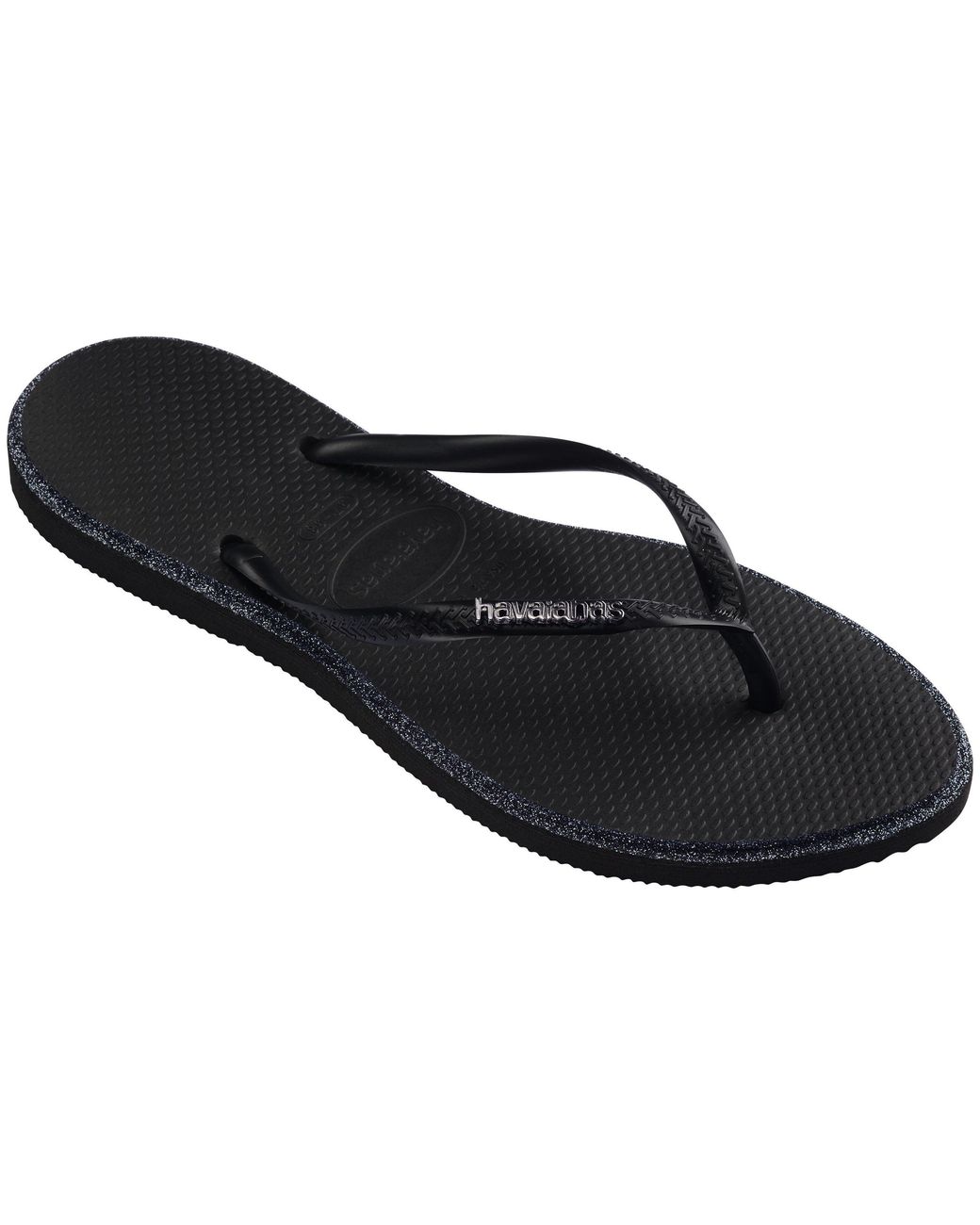 Havaianas Black Slim Point Glitter Flip Flops