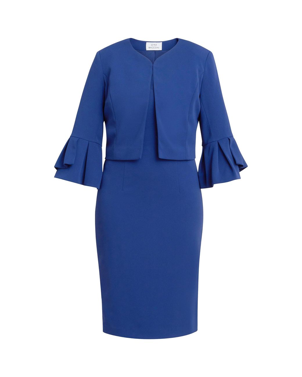Gina Bacconi Blue Melissa Crepe Dress And Jacket