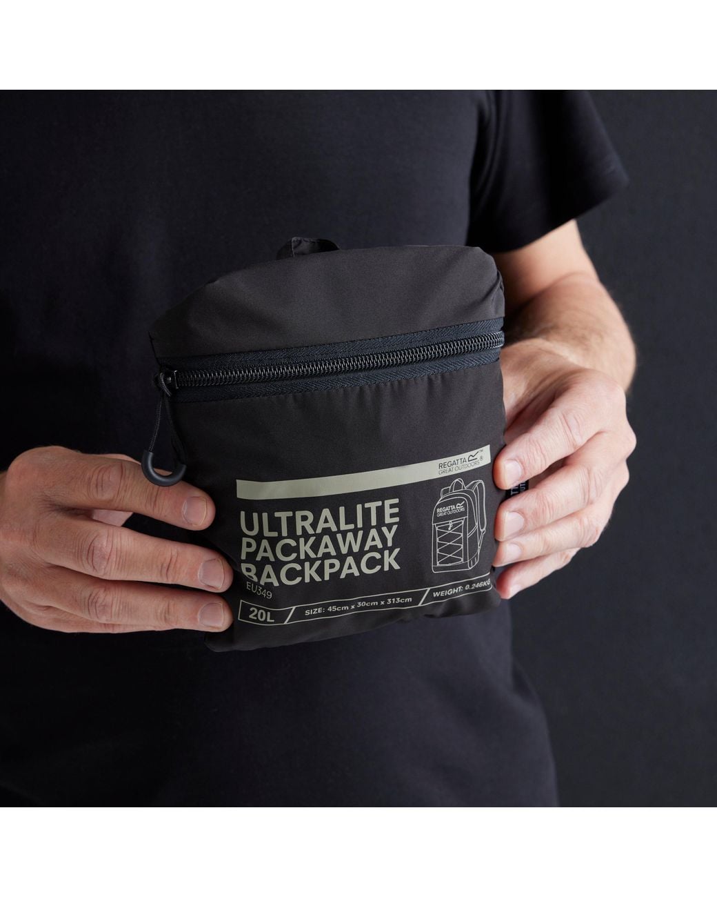 Regatta Black Ultralite Packaway 20L Water-Repellent Backpack