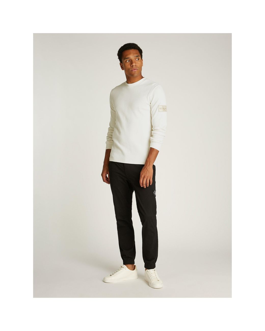 Calvin Klein White Waffle Long Sleeve Top for men