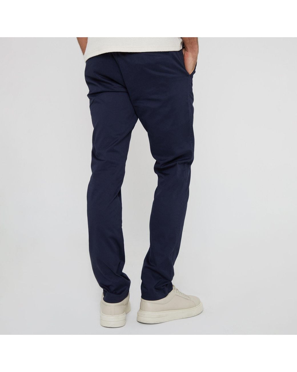 Threadbare Blue 2-Pack Cotton Slim Fit Chino Trousers With Stretch for men