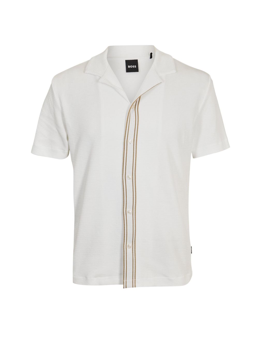 Boss White Pasini Short Sleeve Collared Shirt With Contrast Trim for men