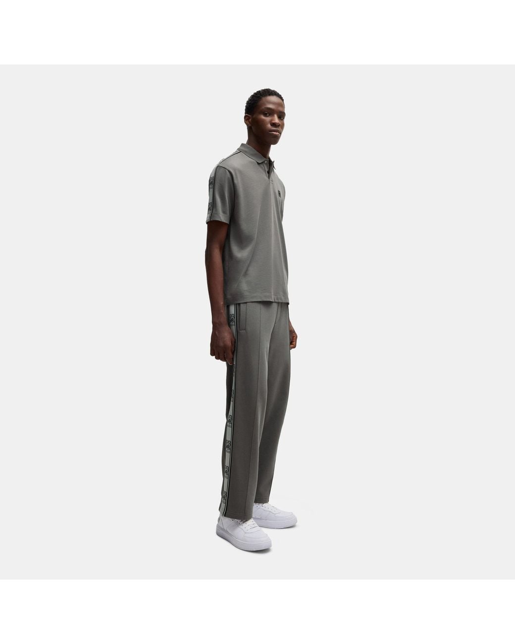 HUGO Gray Logo Tape Tracksuit Bottoms for men