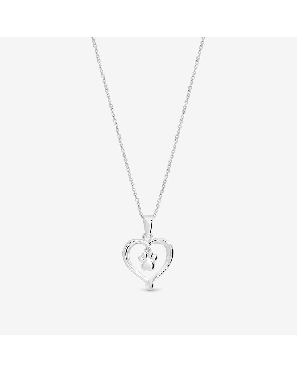 Simply Silver Metallic Sterling 925 Heart Pawprint Pendant
