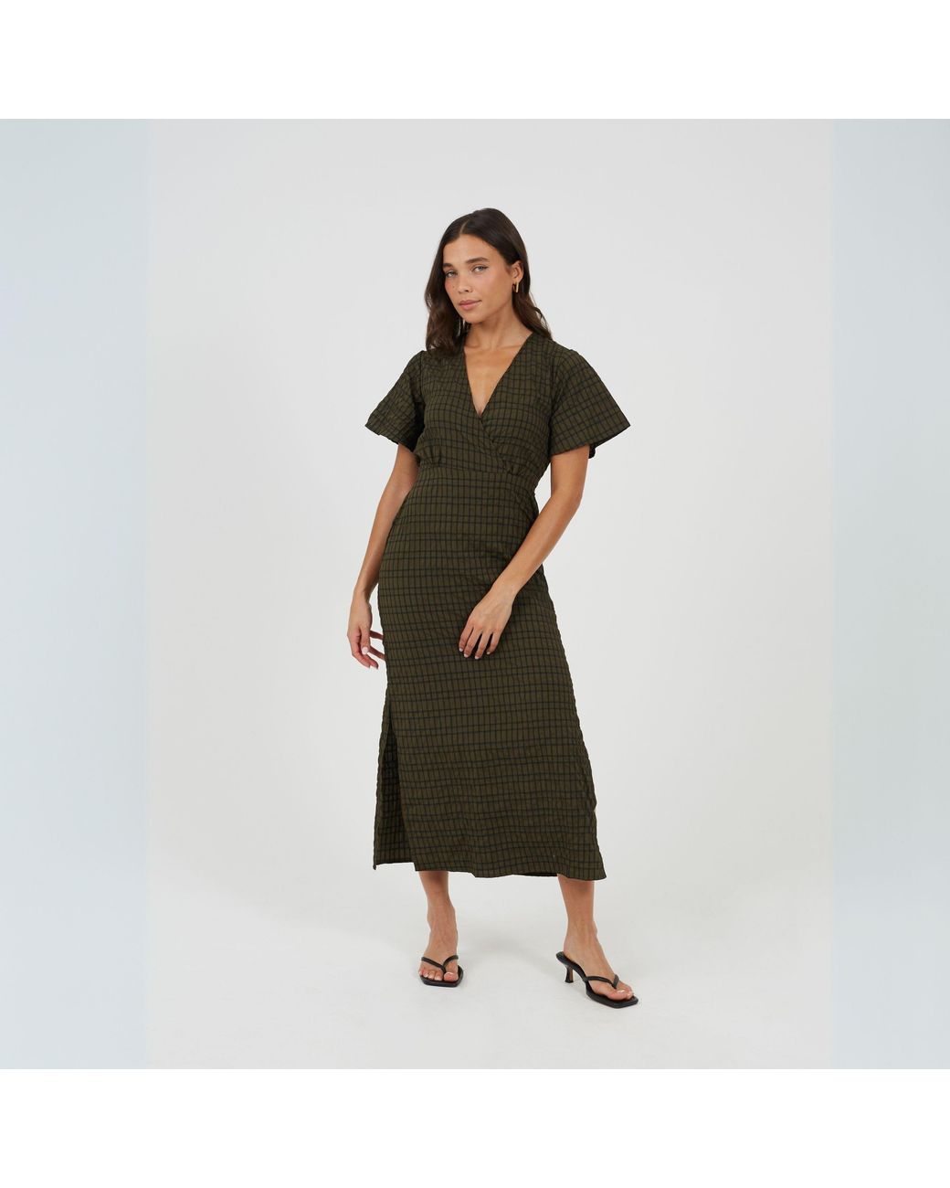 Brave Soul Green Tie Back Midi A Line Dress