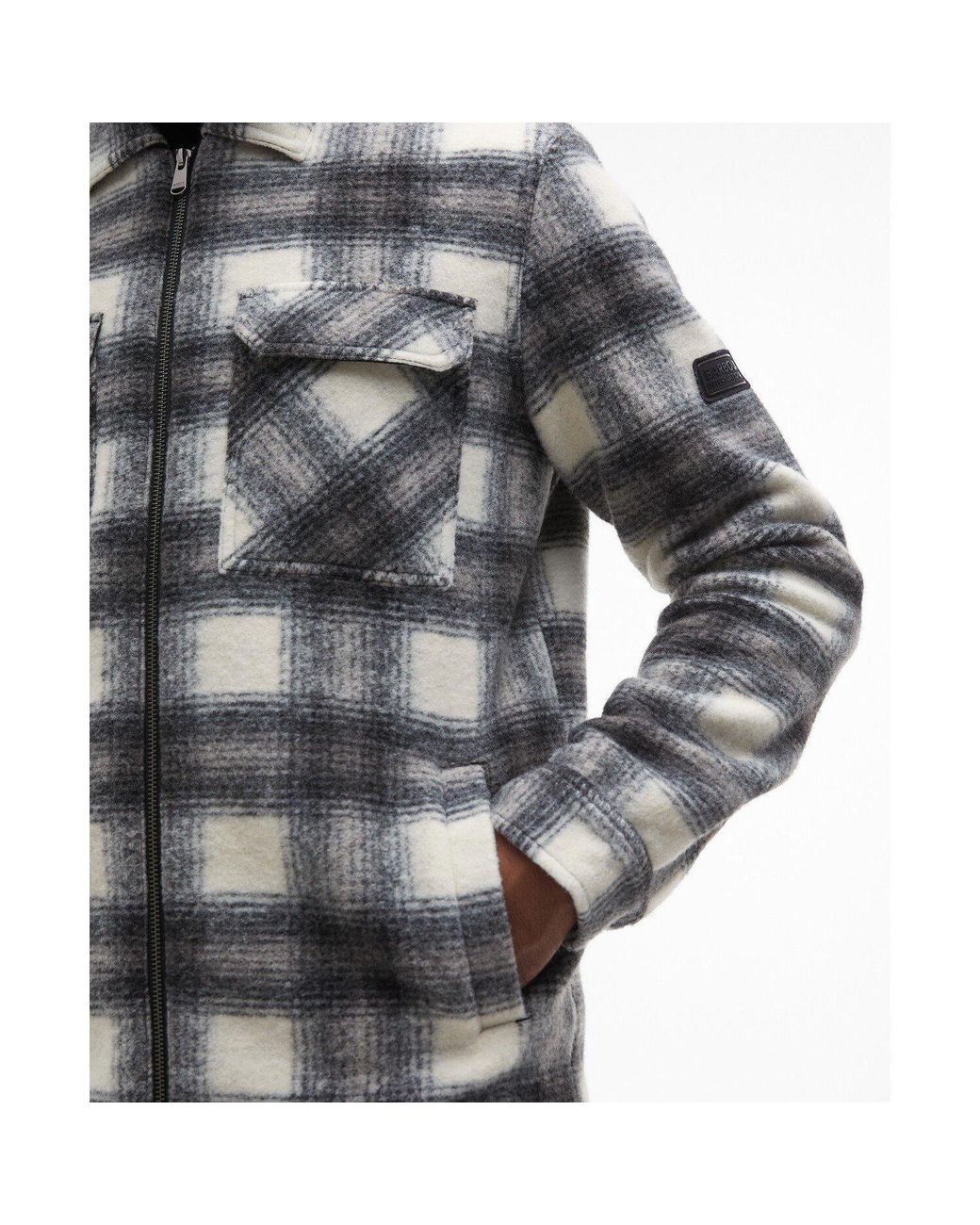 Barbour Gray Clayton Brushed Fleece Overshirt for men