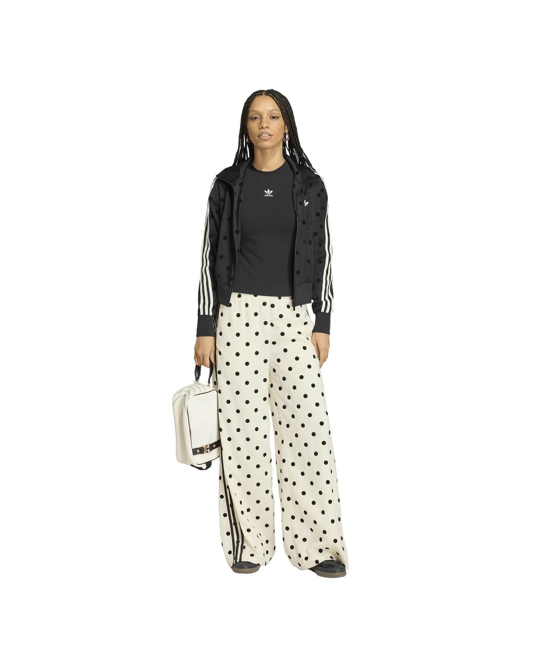 Adidas Originals White Polka Dot Relaxed-Fit Joggers