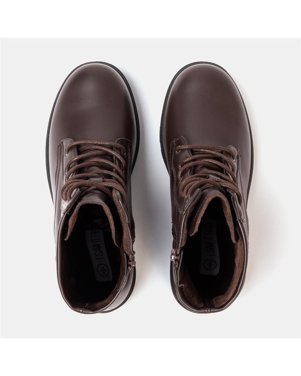 I Saw It First Brown Biker Ankle Boots