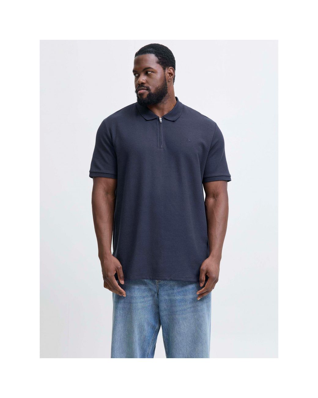 Jack & Jones Blue Austin Zip Polo Plus Size for men