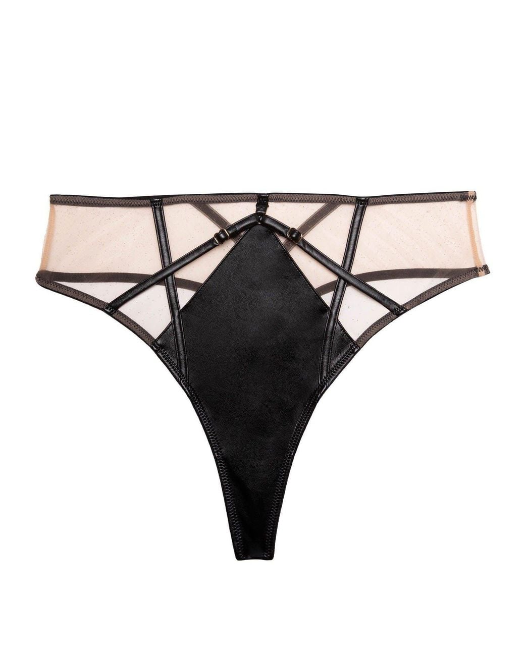 Playful Promises Black Ramona Leatherette High Waist Thong