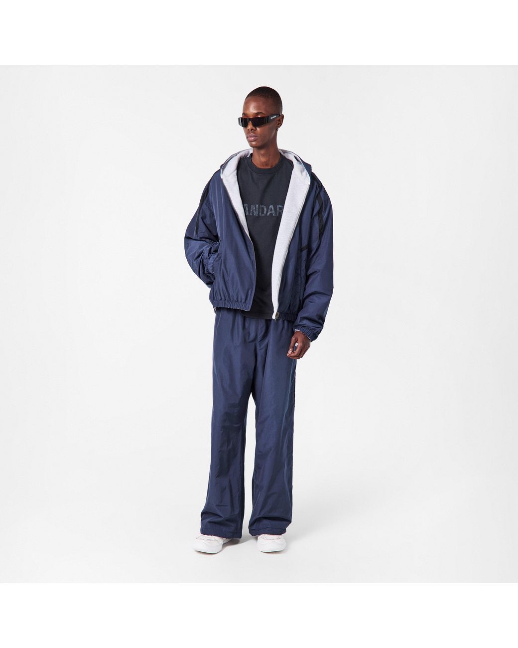 Balenciaga Blue Bal Tech Reverse Relaxed Fit Wide Leg Trousers for men