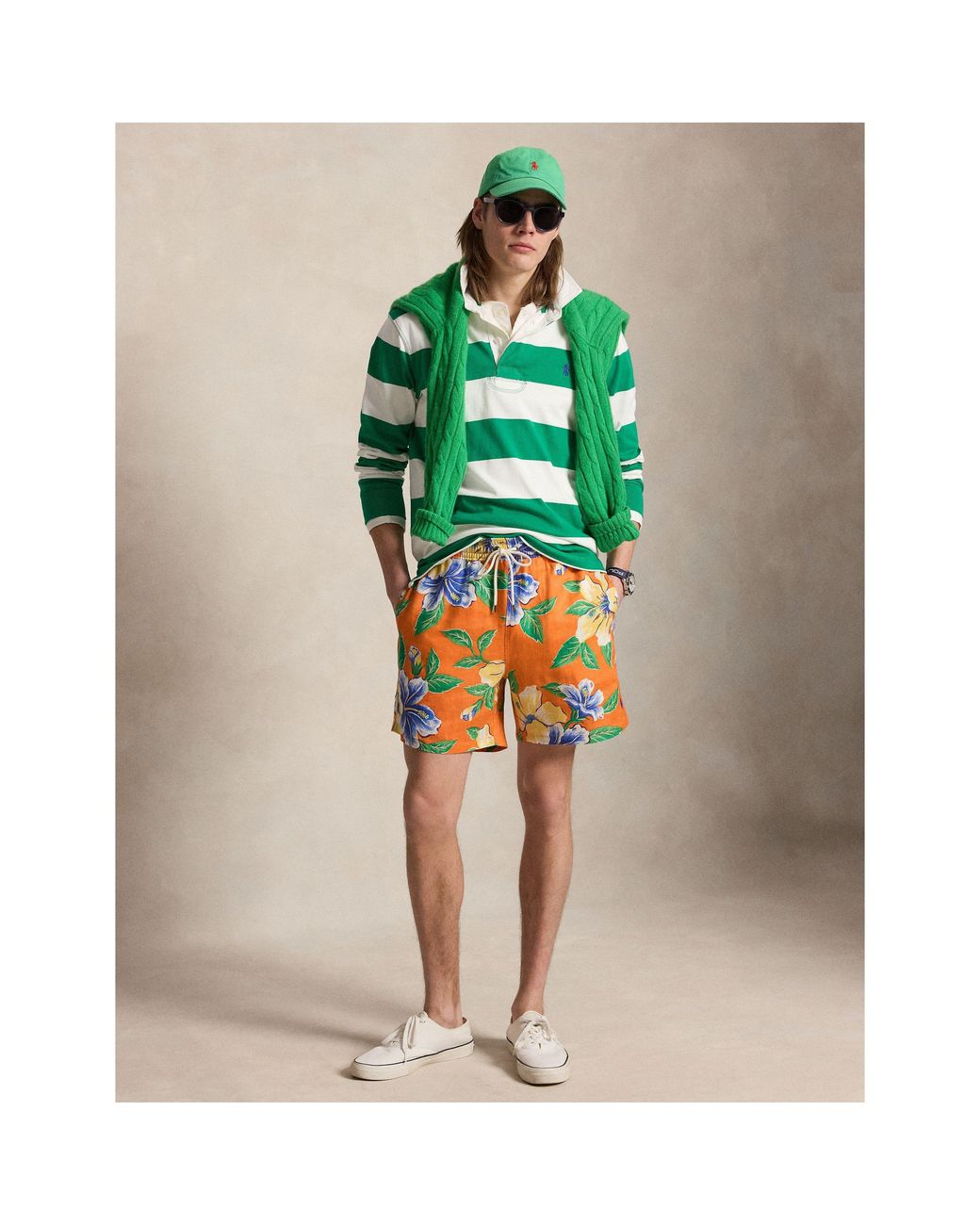 Polo Ralph Lauren Blue Hibiscus Print Swim Shorts for men