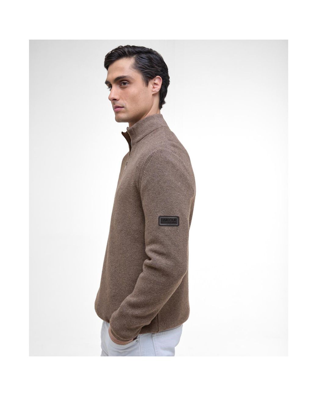 Barbour Brown Crawley Half Zip Jumper for men