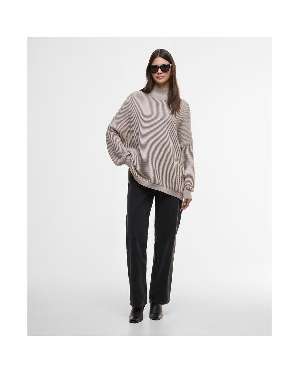 Barbour Gray Kaia Funnel-Neck Jumper