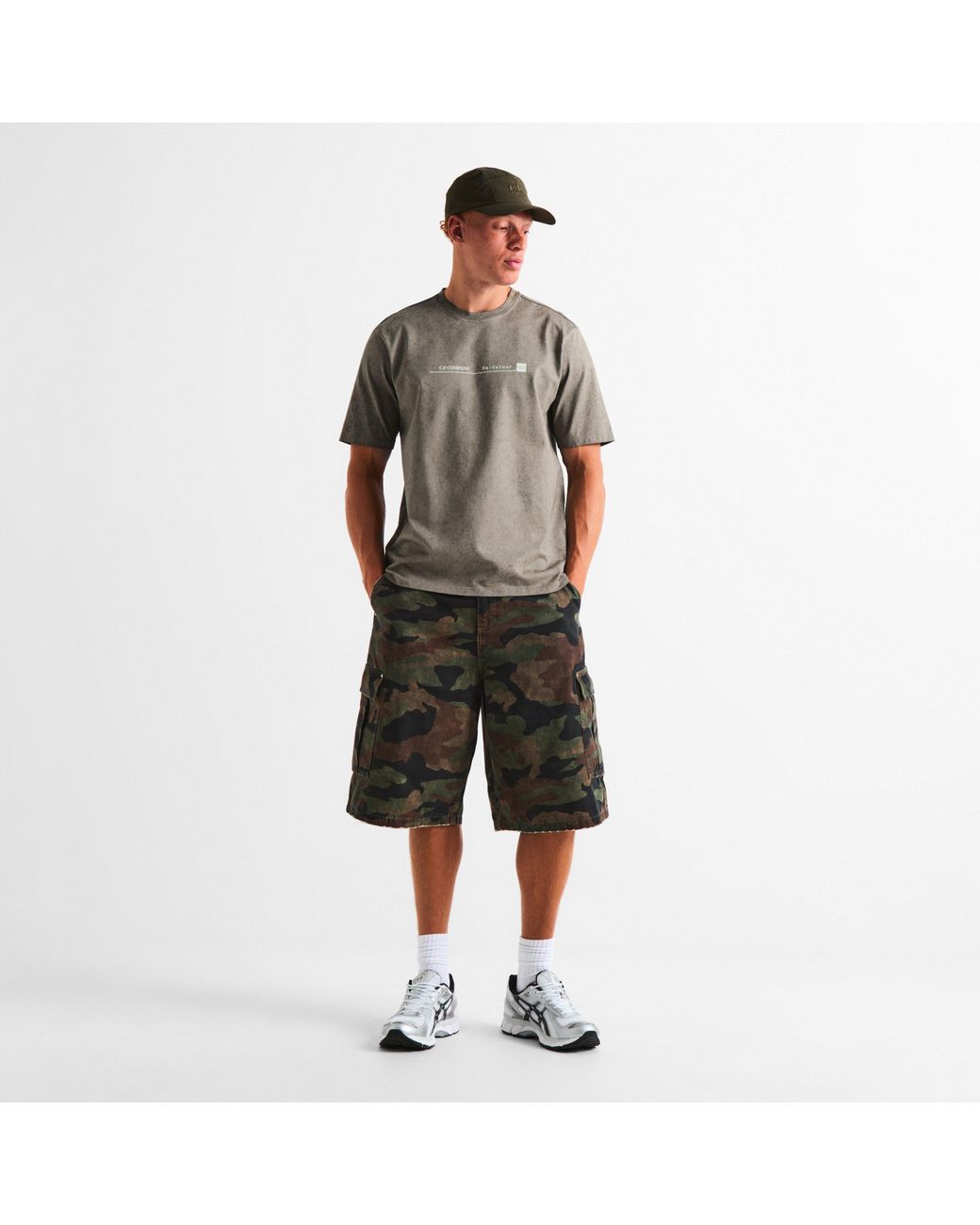 C P Company Gray Re-Colour Cotton Short-Sleeve Crew-Neck T-Shirt for men