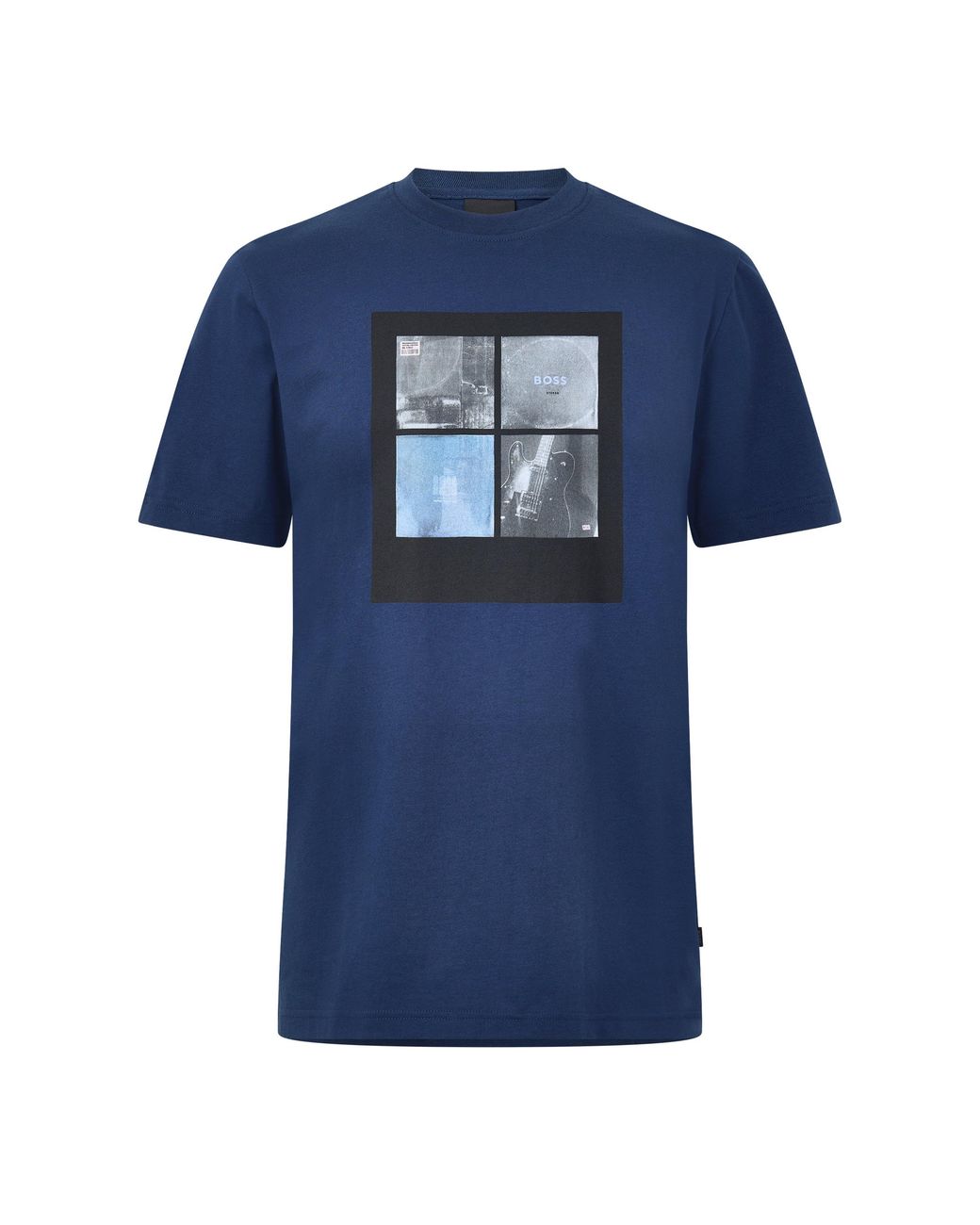 Boss Blue Cover Graphic Cotton Crew-Neck Short-Sleeve T-Shirt for men