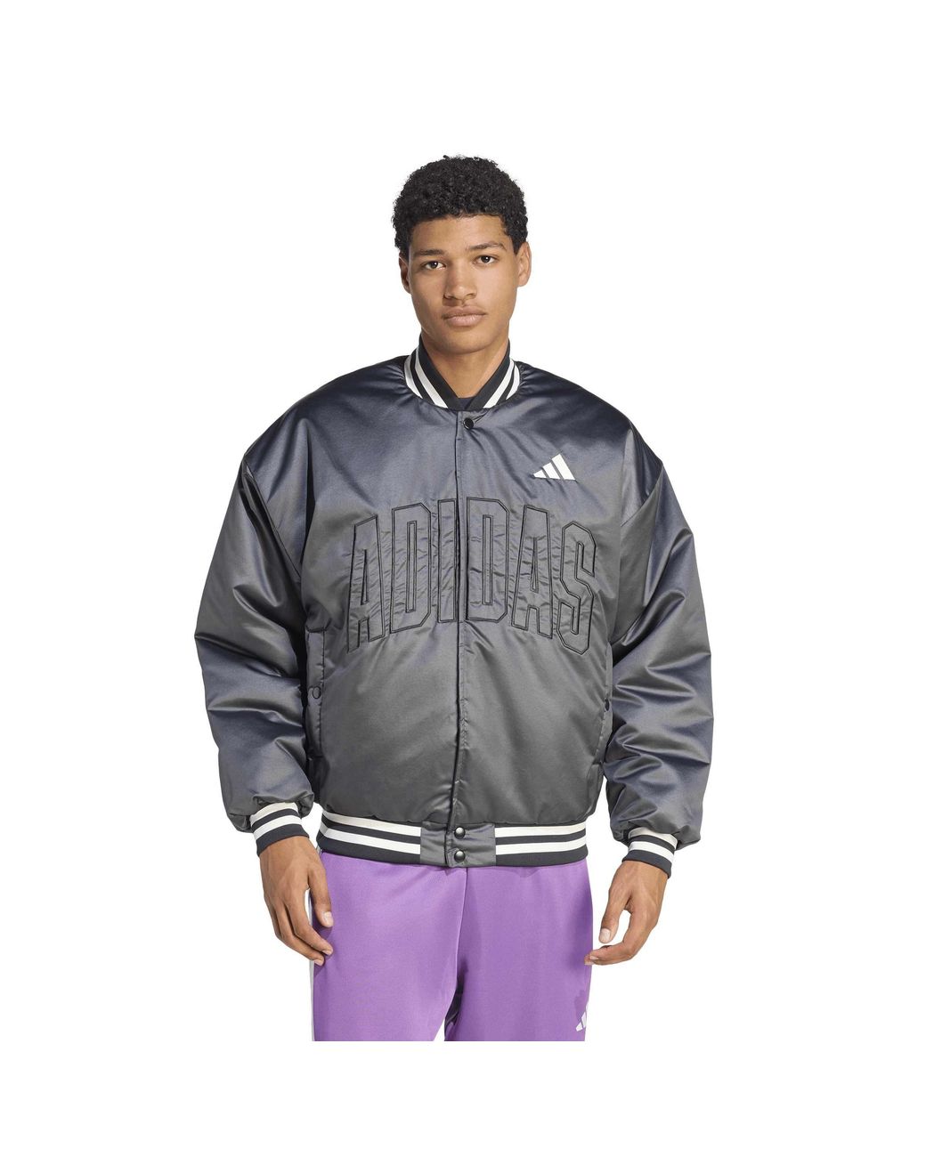 Adidas Gray Stadium Puffer Jacket for men