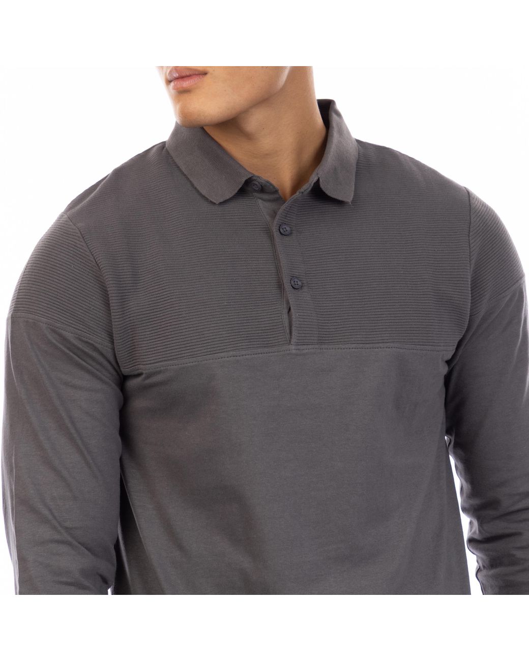 Peter Werth Gray W Chessum Long Sleeve Polo Shirt for men