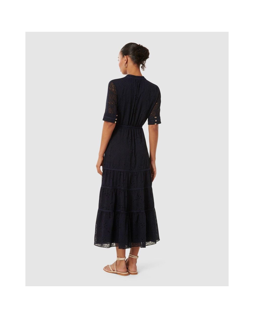 Forever New Black Rachel Embroidered Midi Dress