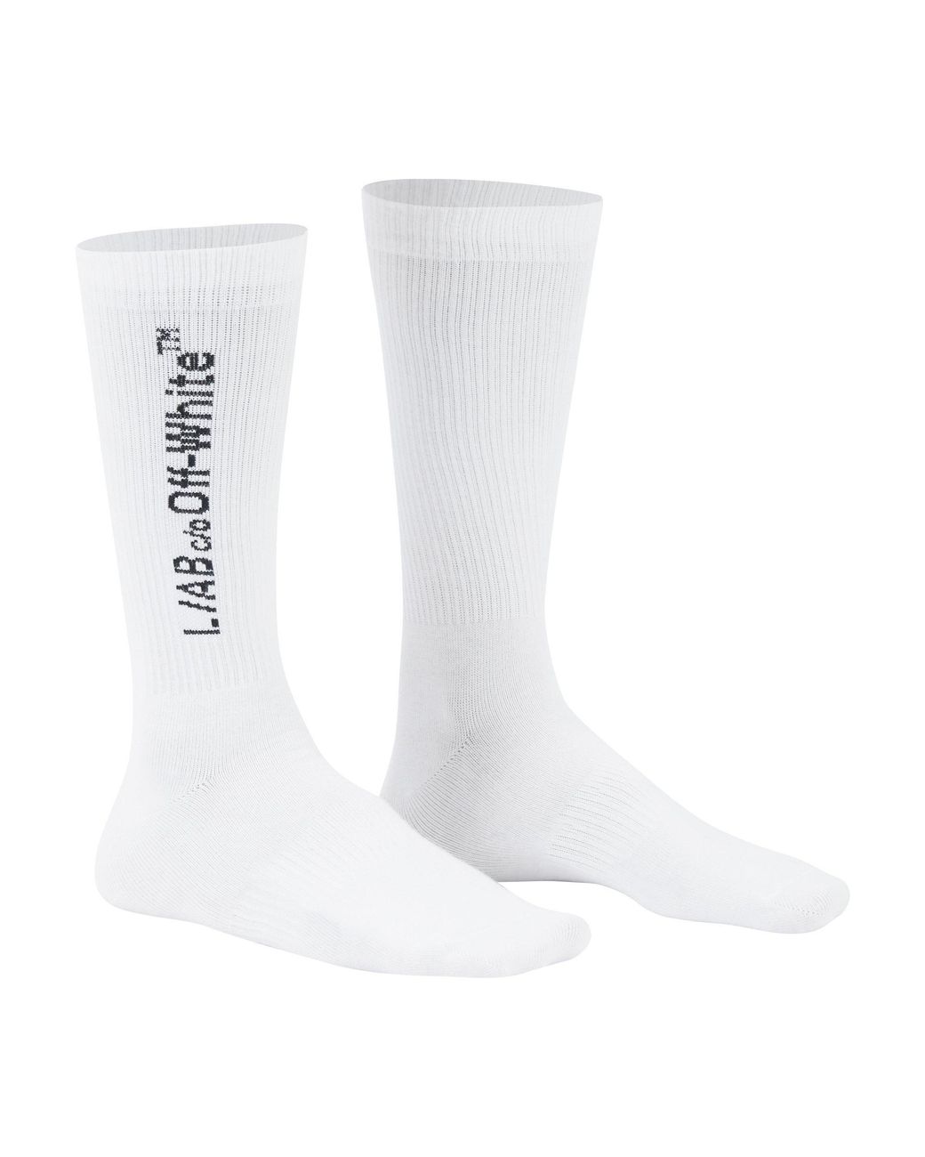 L/AB Off White White Text 3 Pack Crew Socks for men