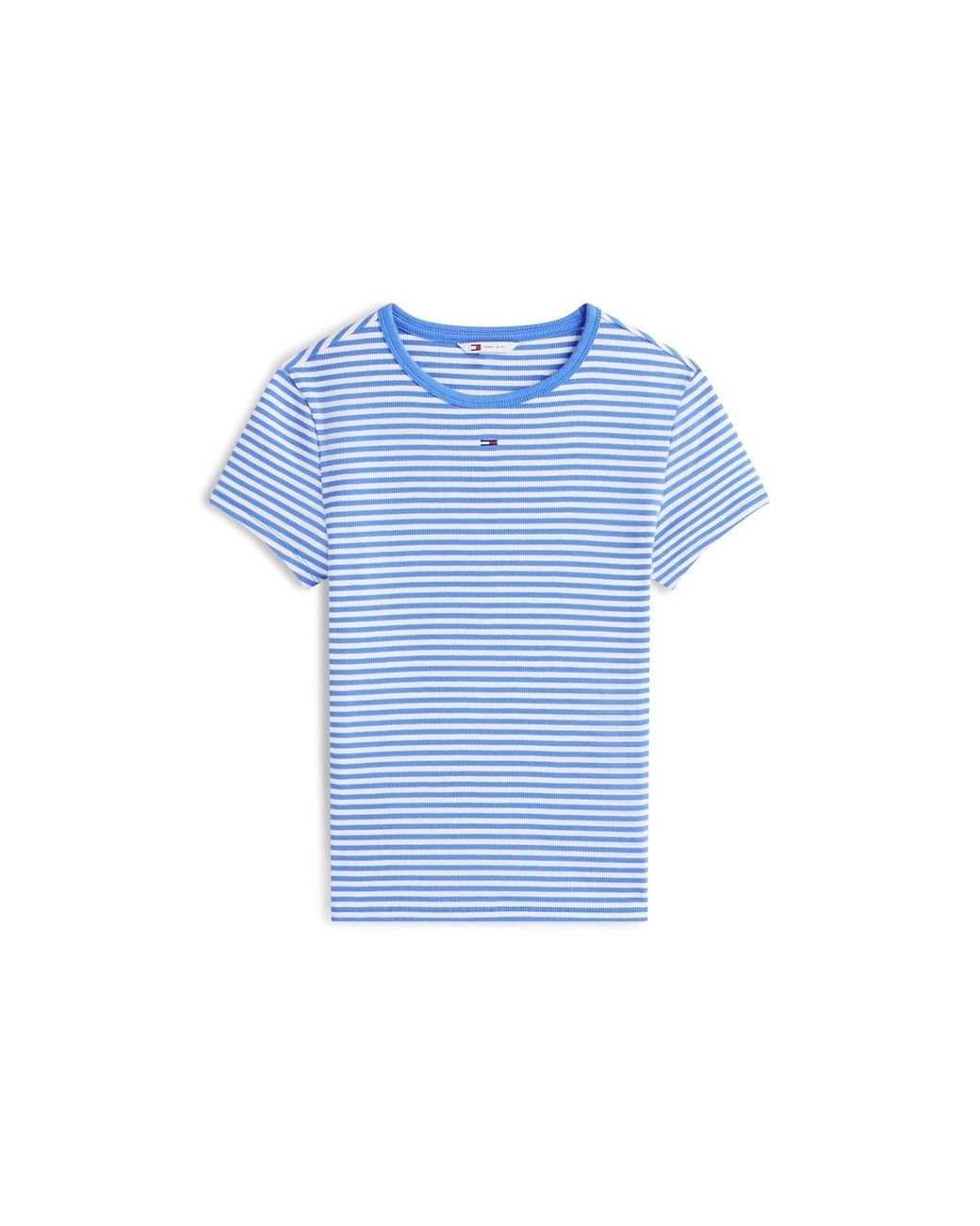 Tommy Hilfiger Blue Short Sleeve Logo Ribbed T-Shirt