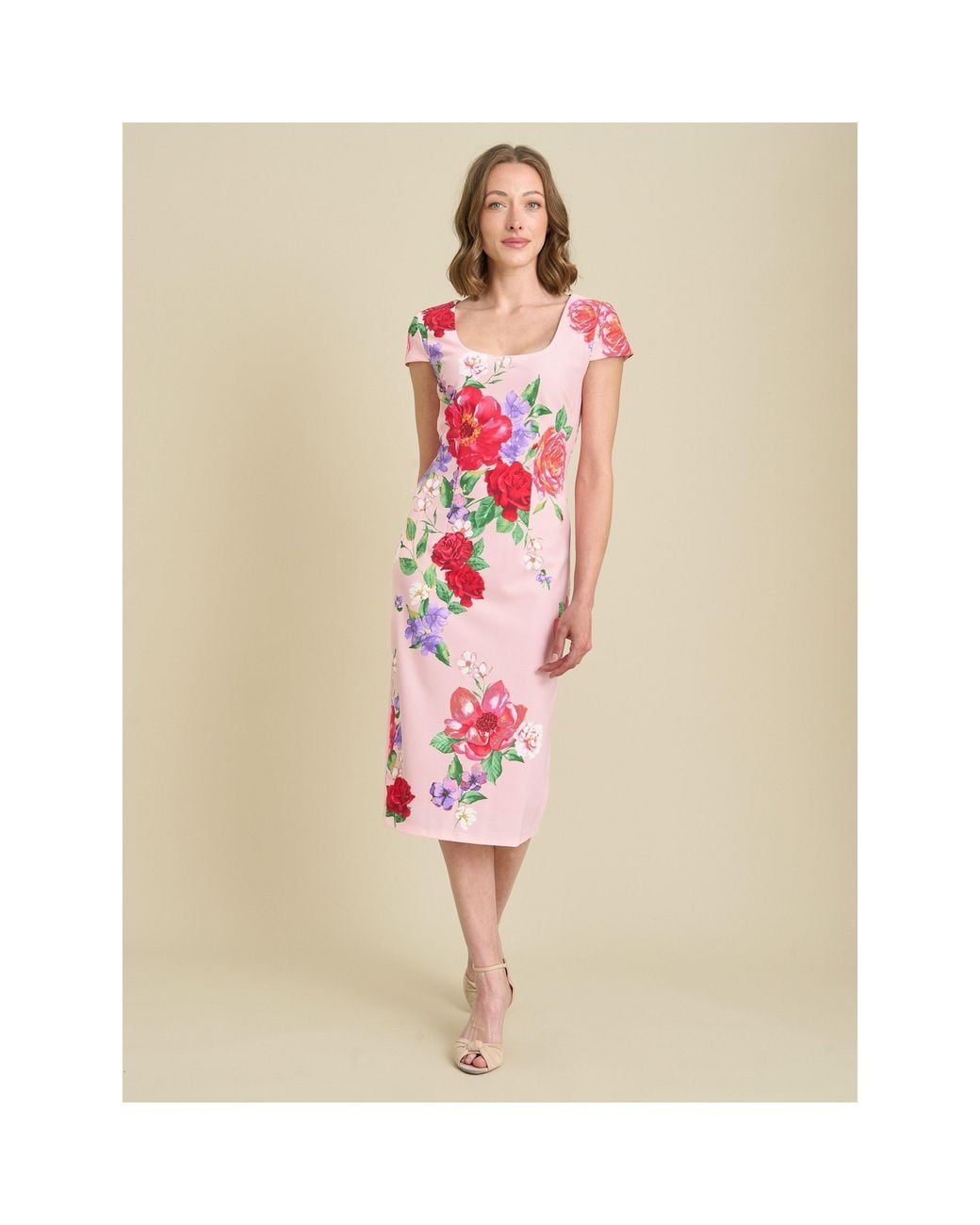 Gina Bacconi Red Rayna Floral Sheath Dress