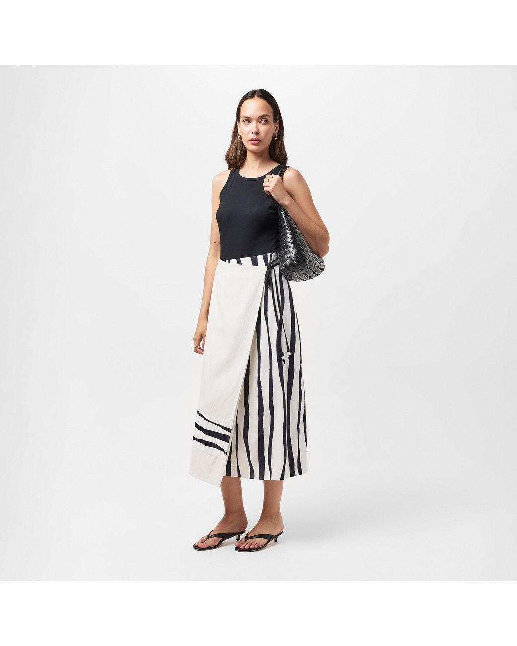 French Connection White Genevieve Adjustable Wrap Skirt