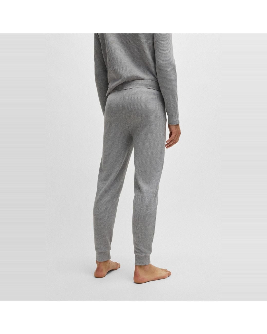 Boss Gray Bw Waffle Jogging Bottoms for men