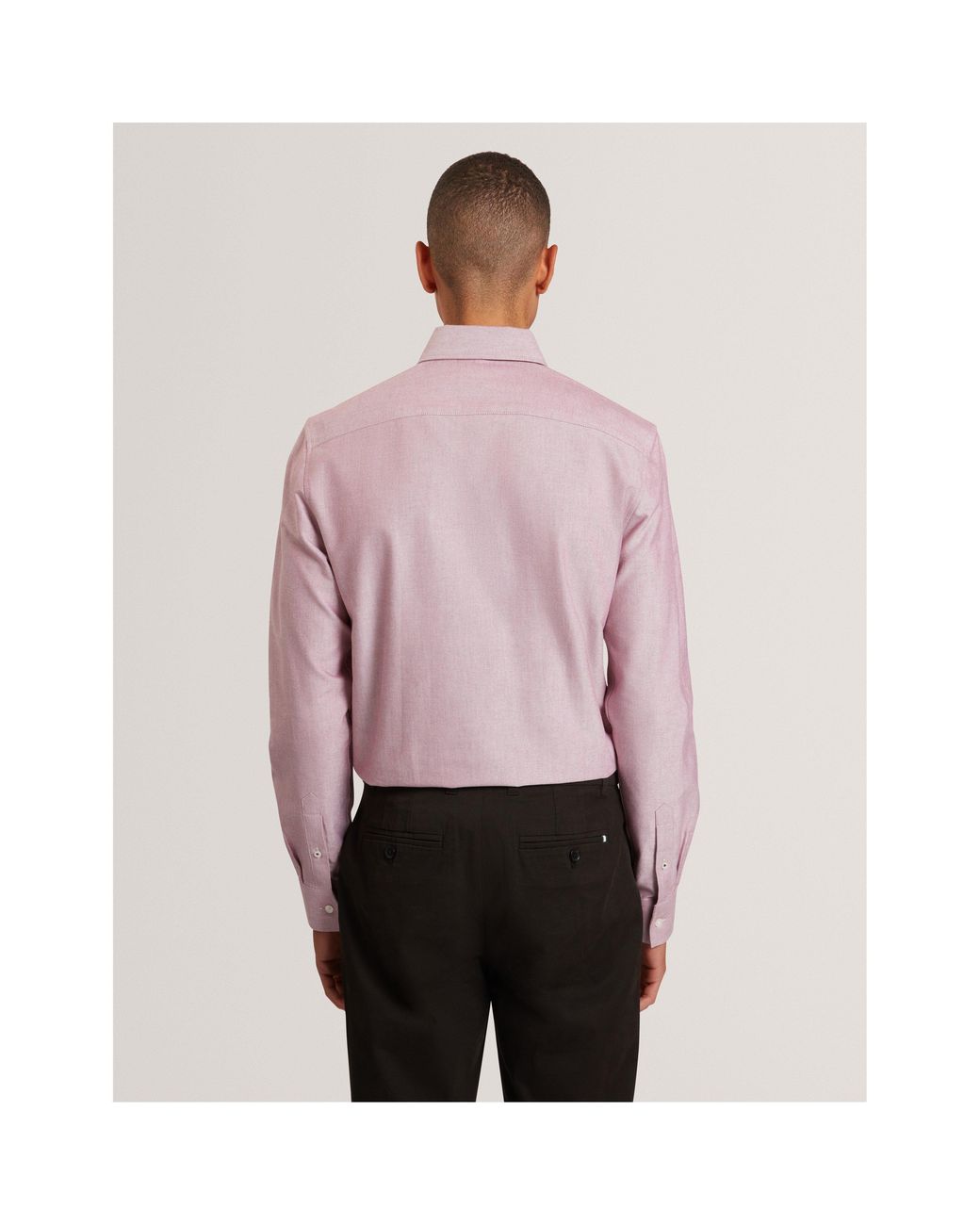 Ted Baker Pink Long-Sleeve Oxford Plain Shirt for men