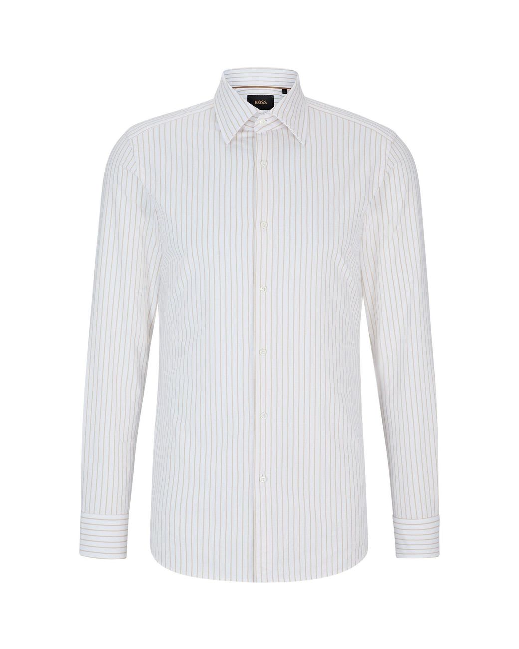 Boss White Long Sleeve Tailored Fit Shirt for men