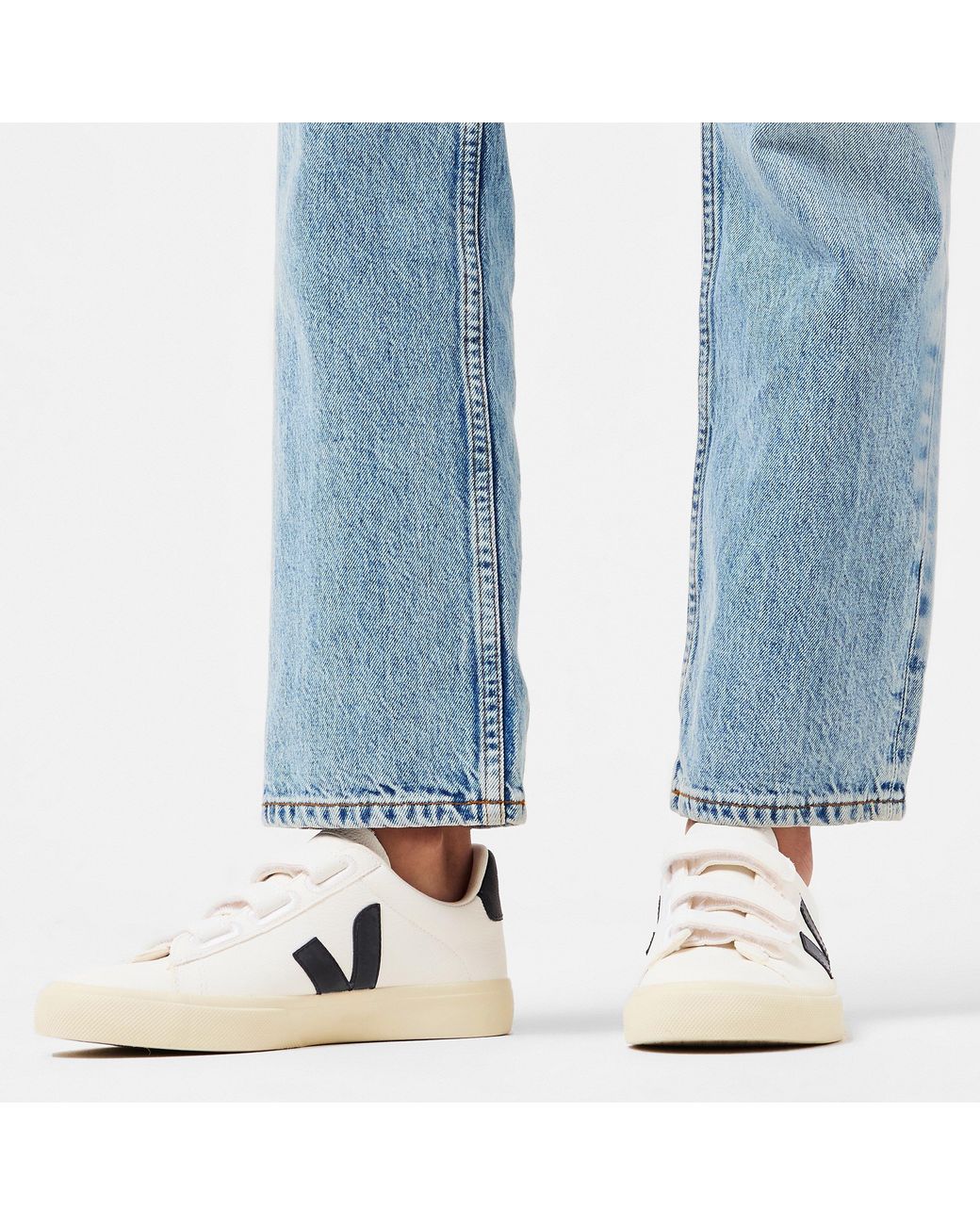 Veja White Recife Leather Velcro Court Trainers