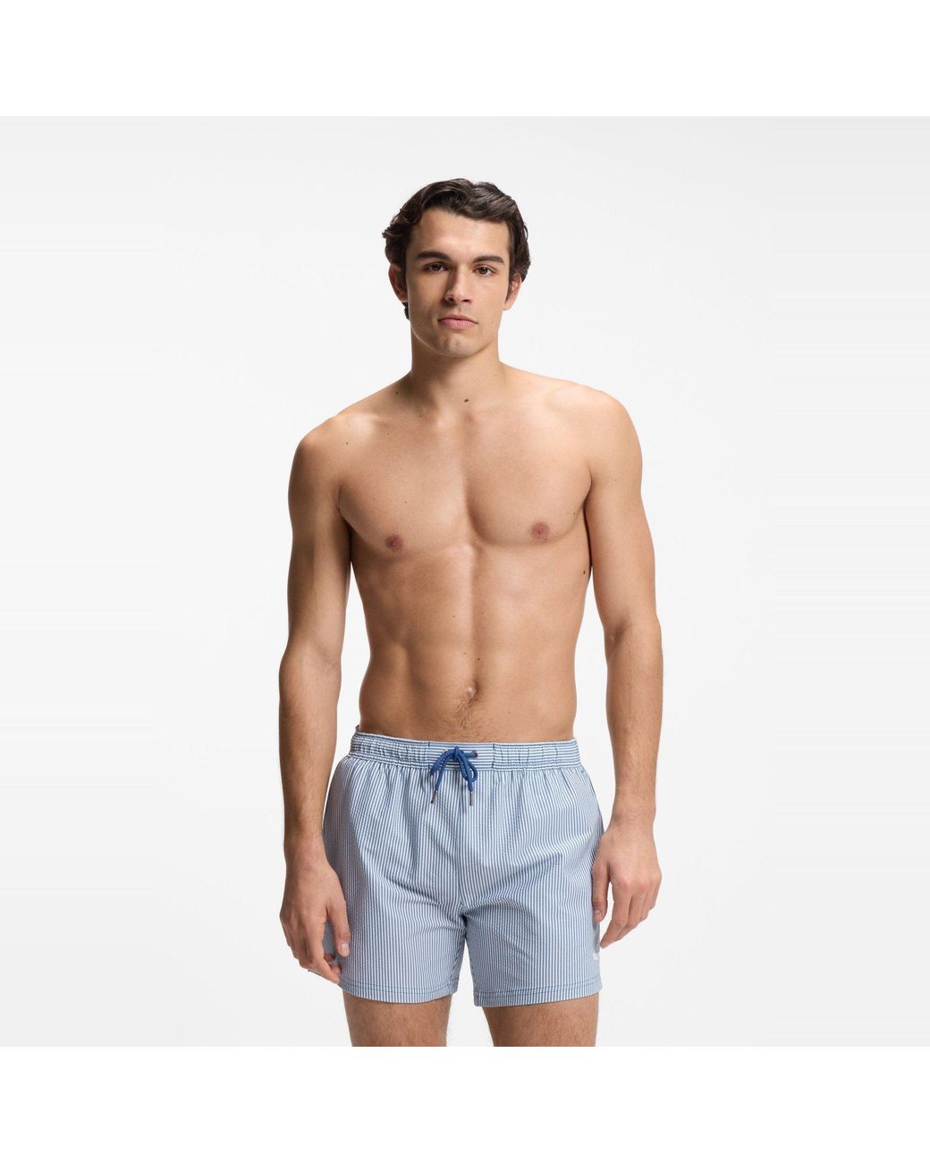 Boss Blue Velvetfish Striped Swim Shorts for men