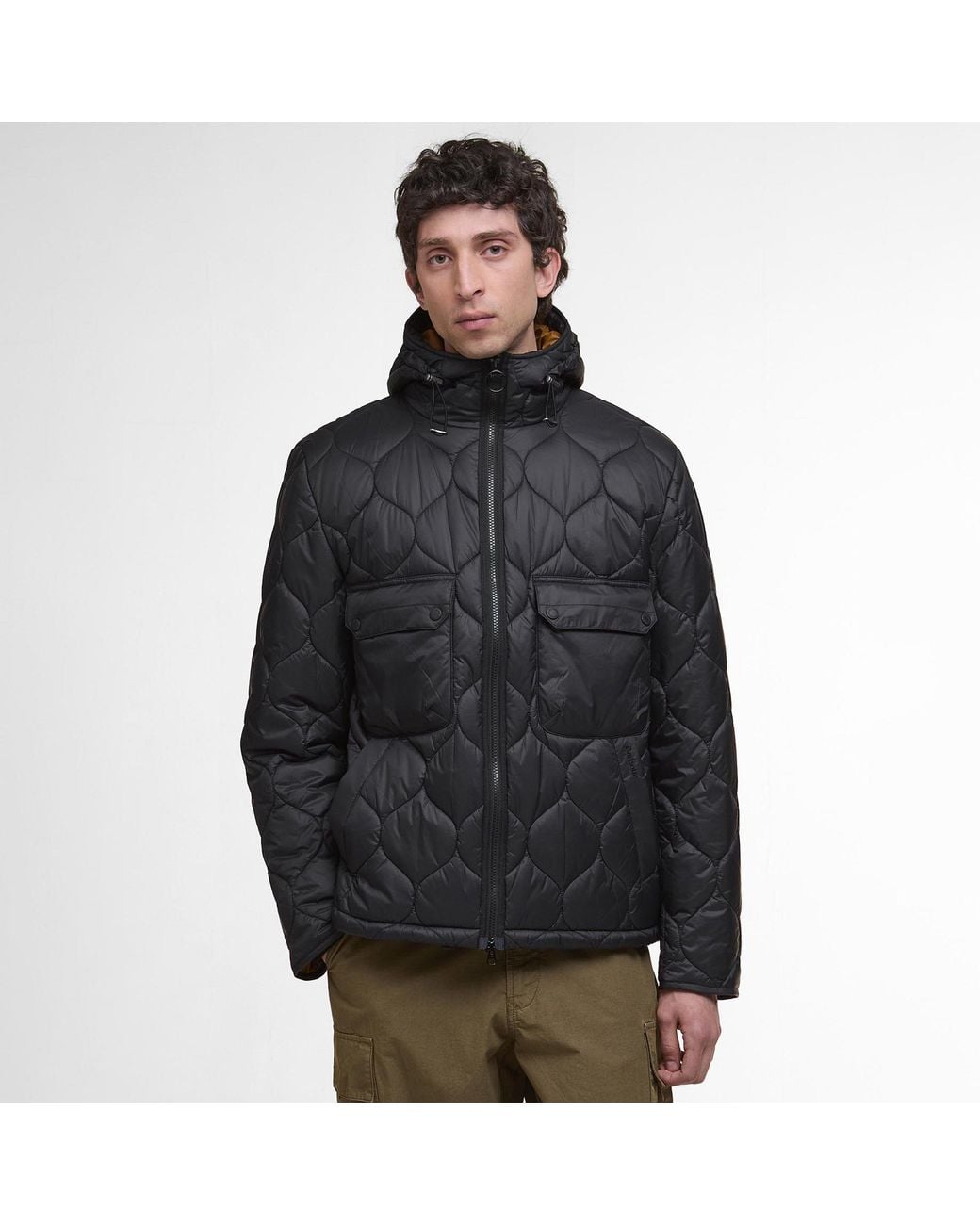Barbour Black Re-Engineered Hooded Spey Long Sleeve Quilted Jacket for men